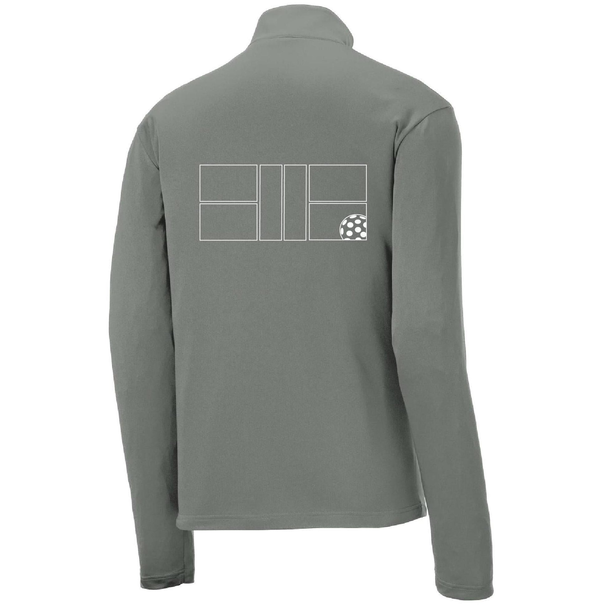 Pickleball Court (White) Customizable | Men's 1/4 Zip Long Sleeve Pullover Athletic Shirt | 100% Polyester