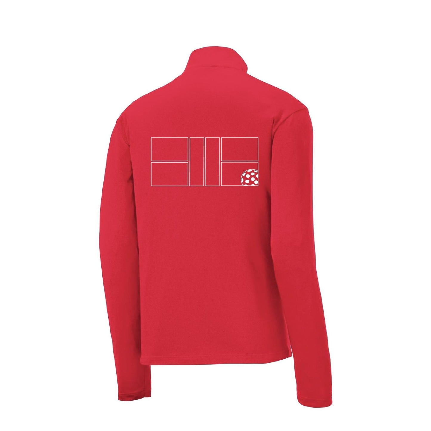 Pickleball Court (White) Customizable | Men's 1/4 Zip Long Sleeve Pullover Athletic Shirt | 100% Polyester