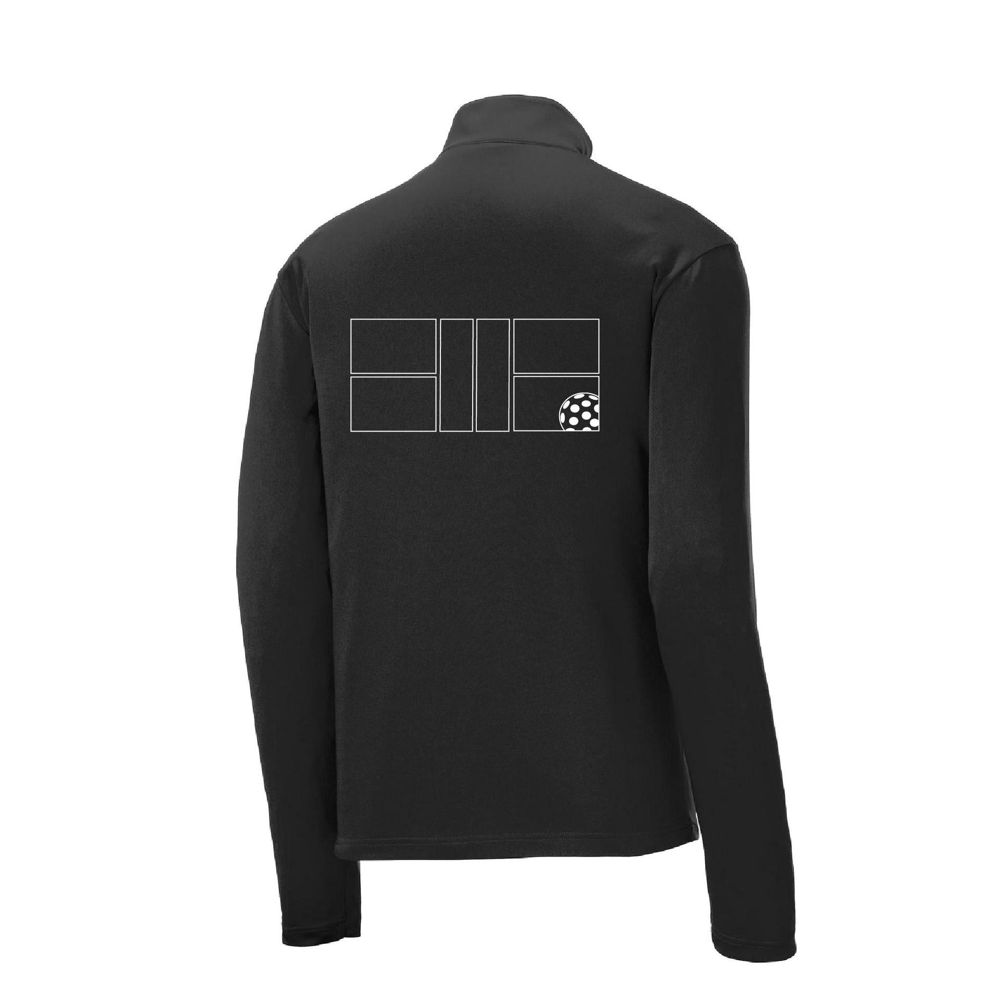 Pickleball Court (White) Customizable | Men's 1/4 Zip Long Sleeve Pullover Athletic Shirt | 100% Polyester