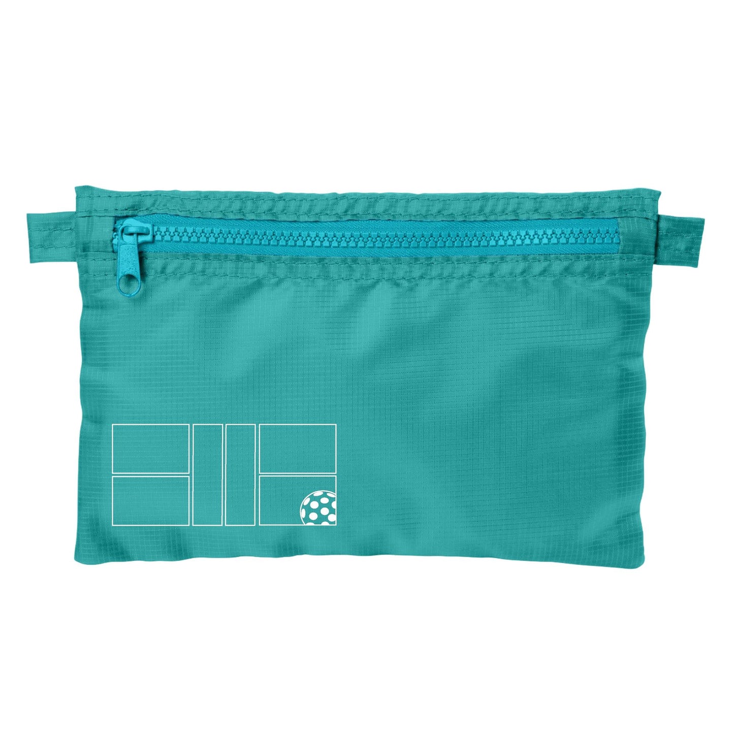 Pickleball Court (White) | Pickleball Cosmetic Stash Pouch Bag | Small Size Court Stash Bag