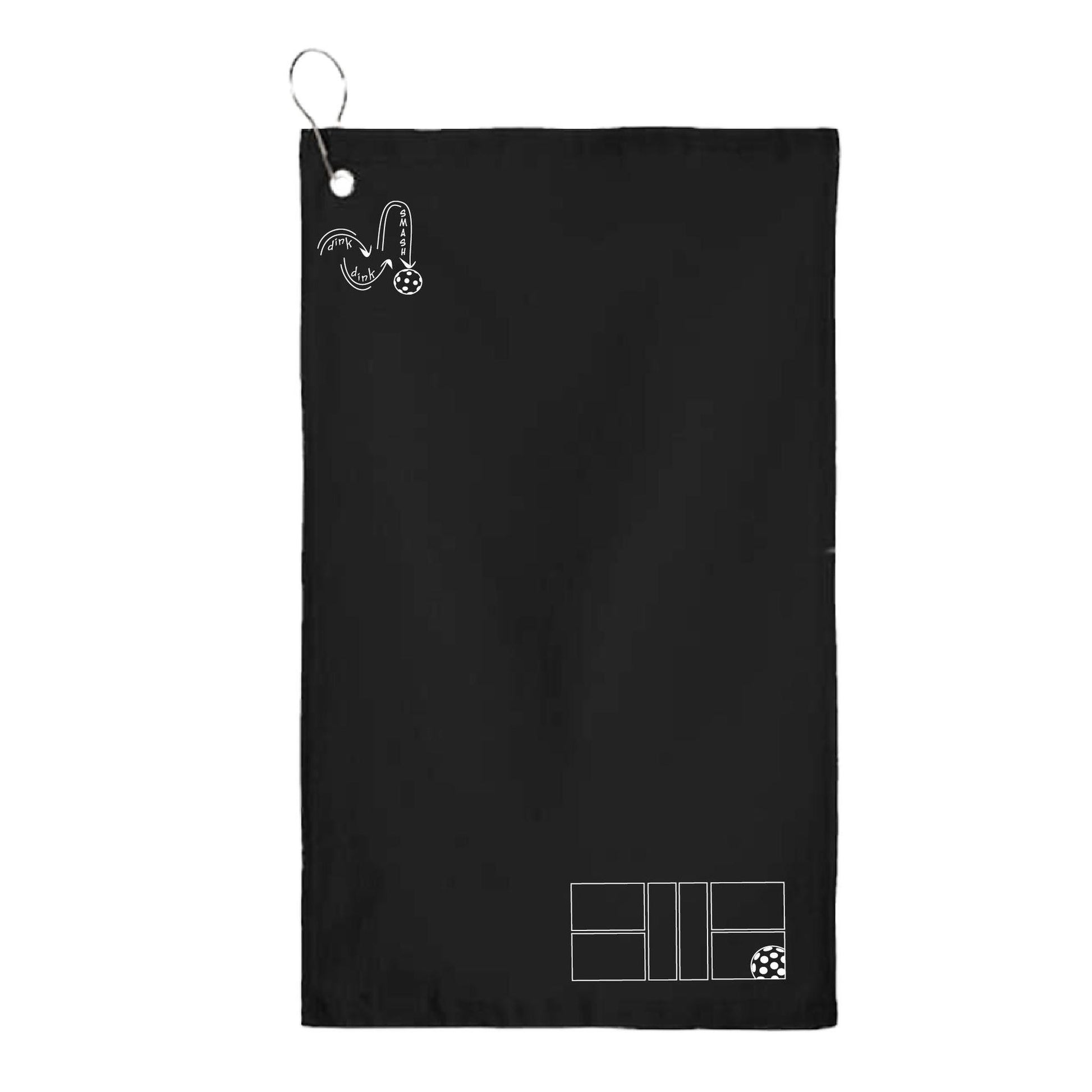 Pickleball Court (White) | Pickleball Court Towels | Grommeted 100% Cotton Terry Velour