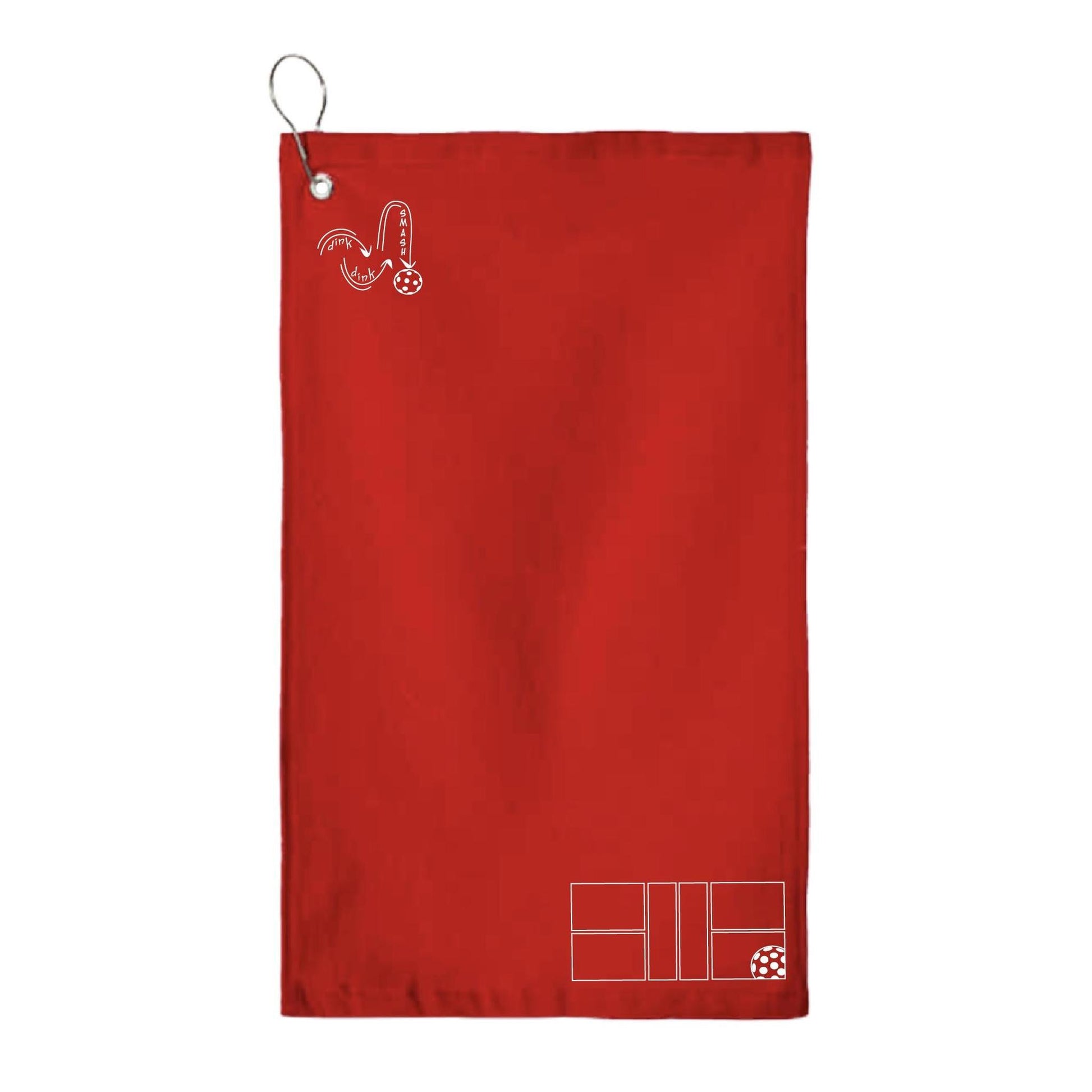 Pickleball Court (White) | Pickleball Court Towels | Grommeted 100% Cotton Terry Velour