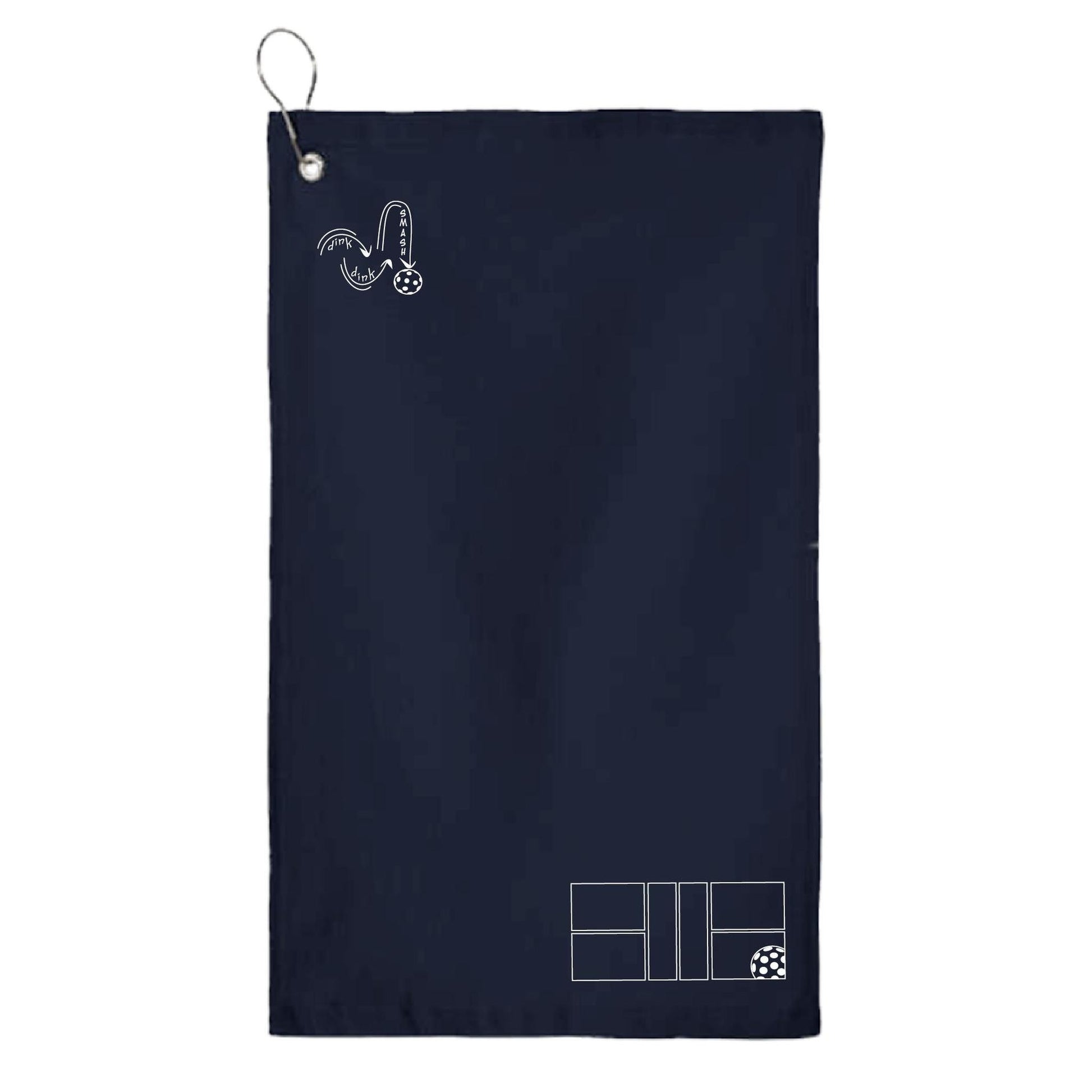 Pickleball Court (White) | Pickleball Court Towels | Grommeted 100% Cotton Terry Velour