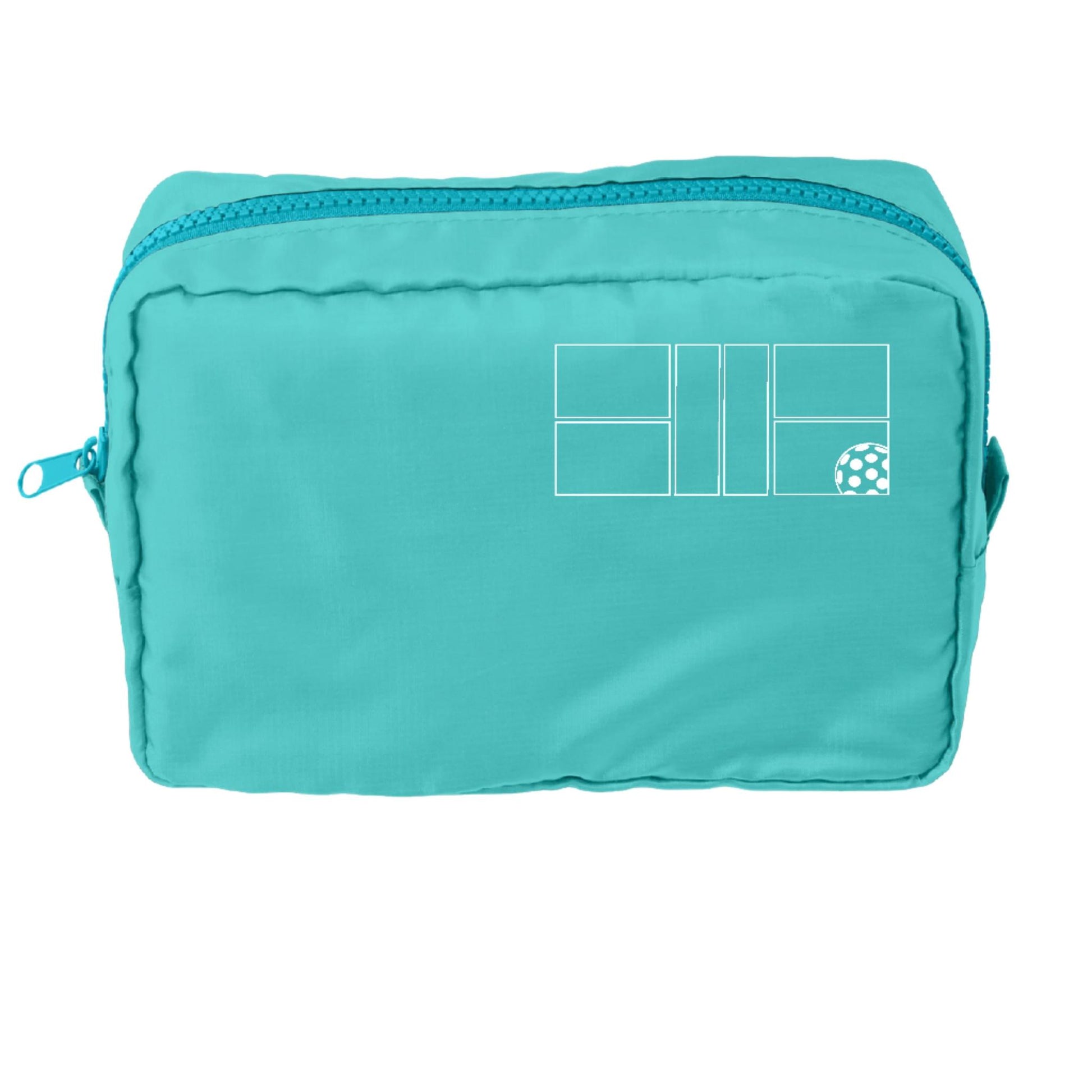 Pickleball Court (White) | Pickleball Dimensional Cosmetic Pouch Bag | Small Size Court Dimensional Bag