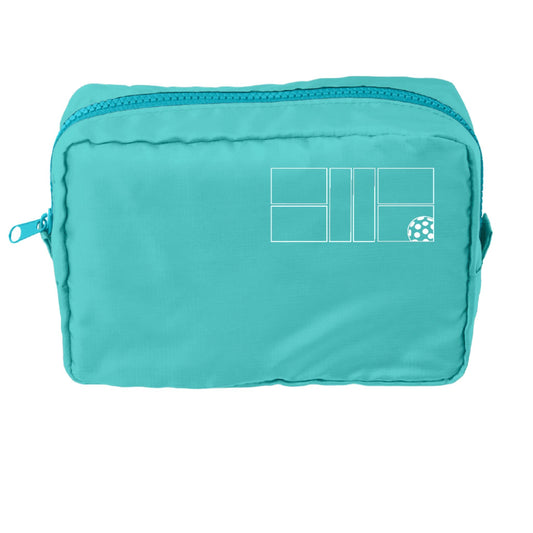 Pickleball Court (White) | Pickleball Dimensional Cosmetic Pouch Bag | Small Size Court Dimensional Bag