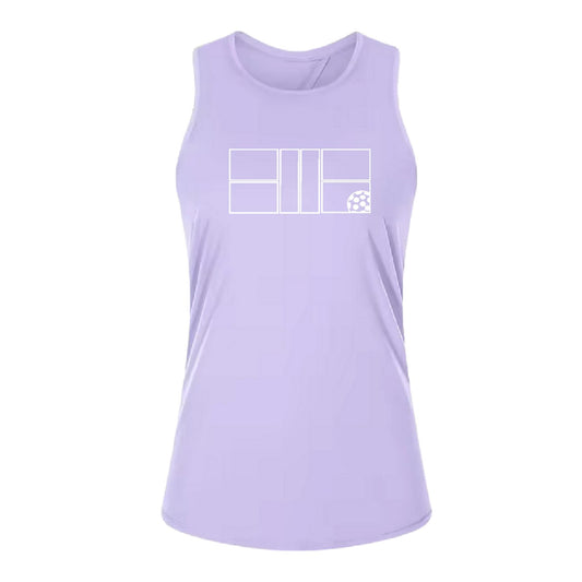 Pickleball Court (White) | Women's Split Back or Tied Back Pickleball Tank | 80/20 Nylon Spandex Mix