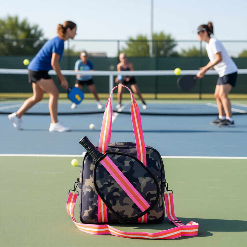 "Woodland" Green Camo Pickleball Sports Bag (Free Personalization) | Medium Size Court Bag