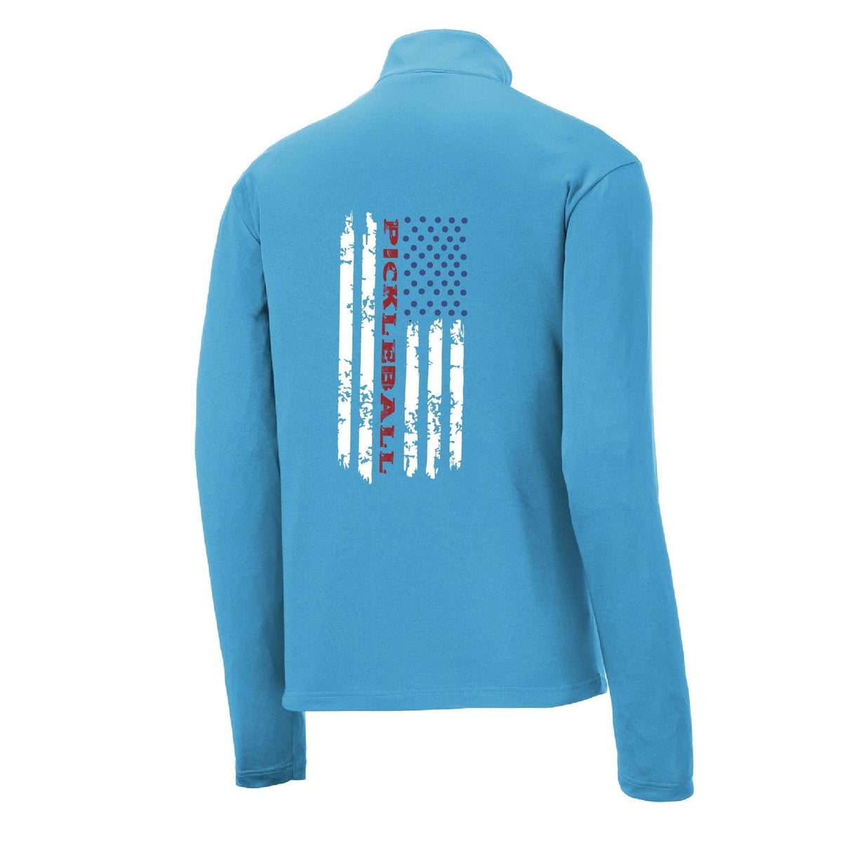 Pickleball Flag (Custom) | Men's 1/4 Zip Long Sleeve Pullover Athletic Performance Shirt | 100% Polyester