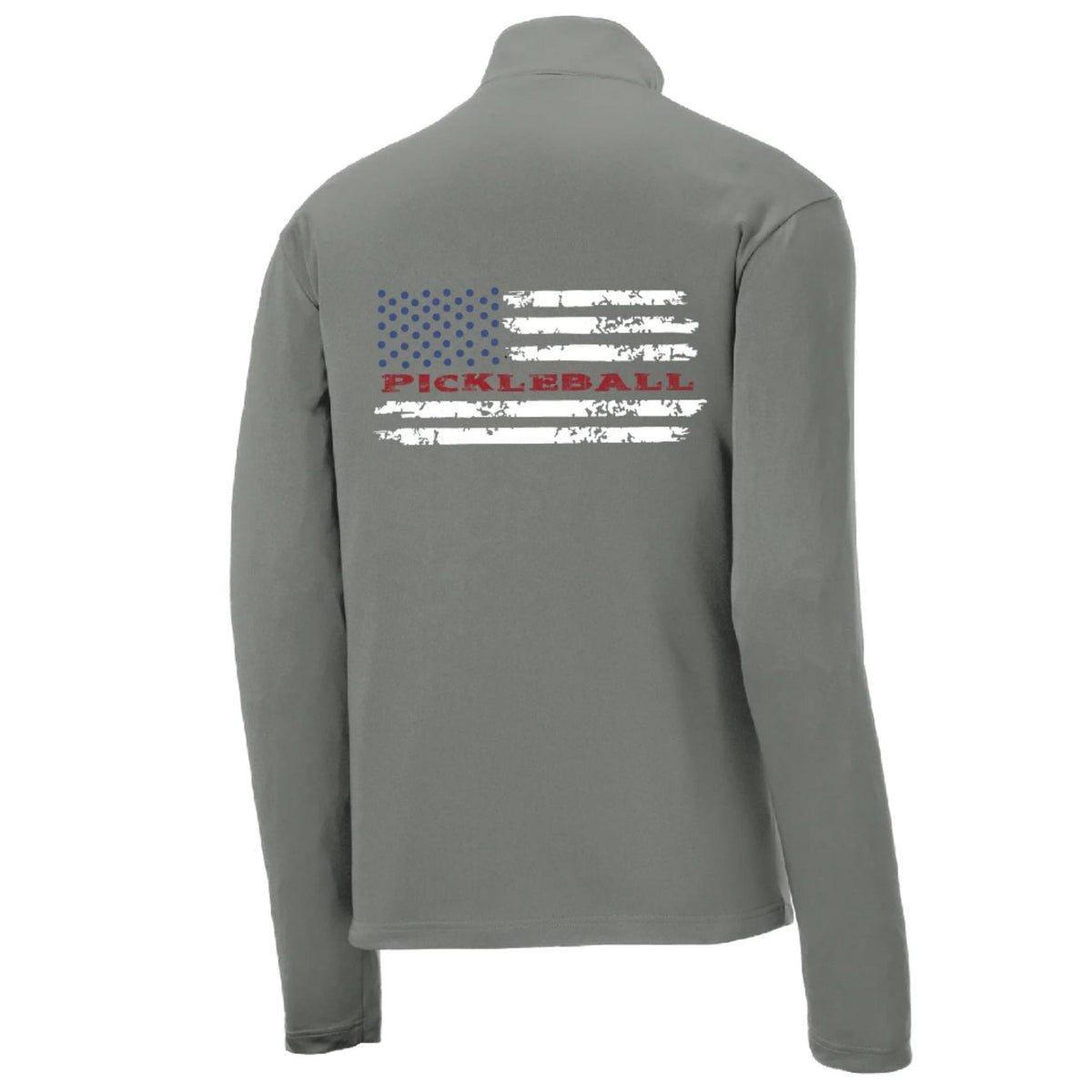 Pickleball Flag (Custom) | Men's 1/4 Zip Long Sleeve Pullover Athletic Performance Shirt | 100% Polyester