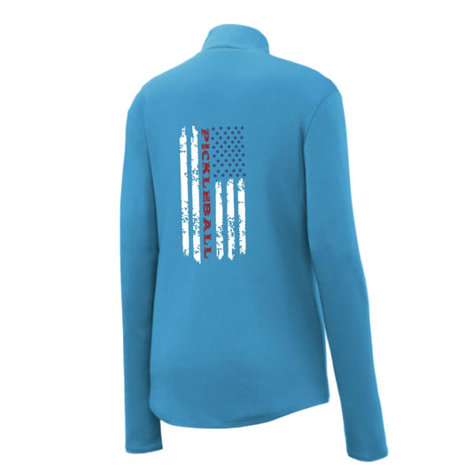 Pickleball Flag (Custom) | Women’s 1/4 Zip Pullover Athletic Performance Shirt | 100% Polyester