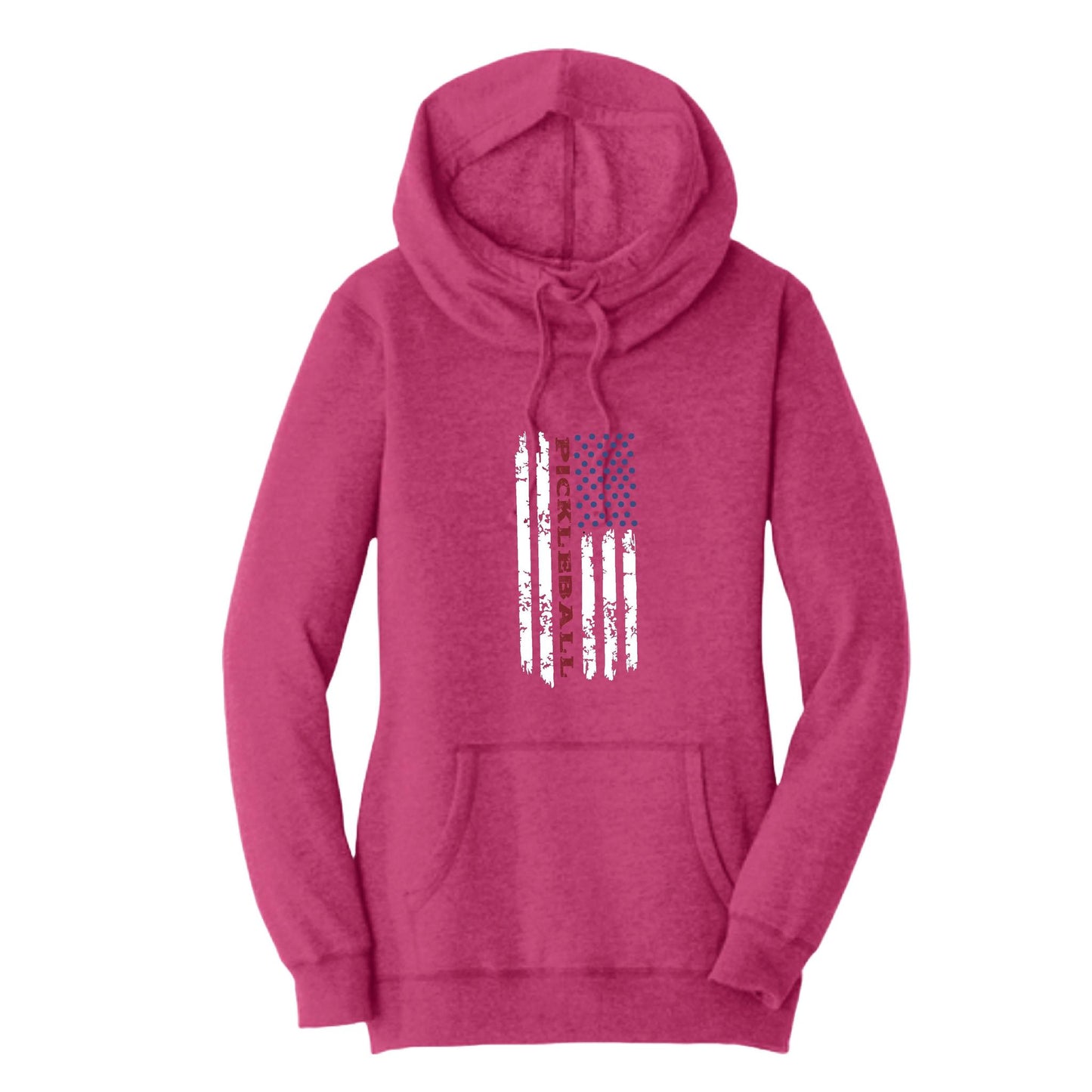 Pickleball Flag (Custom) | Women’s Cowl-Neck Hoodie Pickleball Sweatshirt | 55% Cotton 45% Poly Fleece