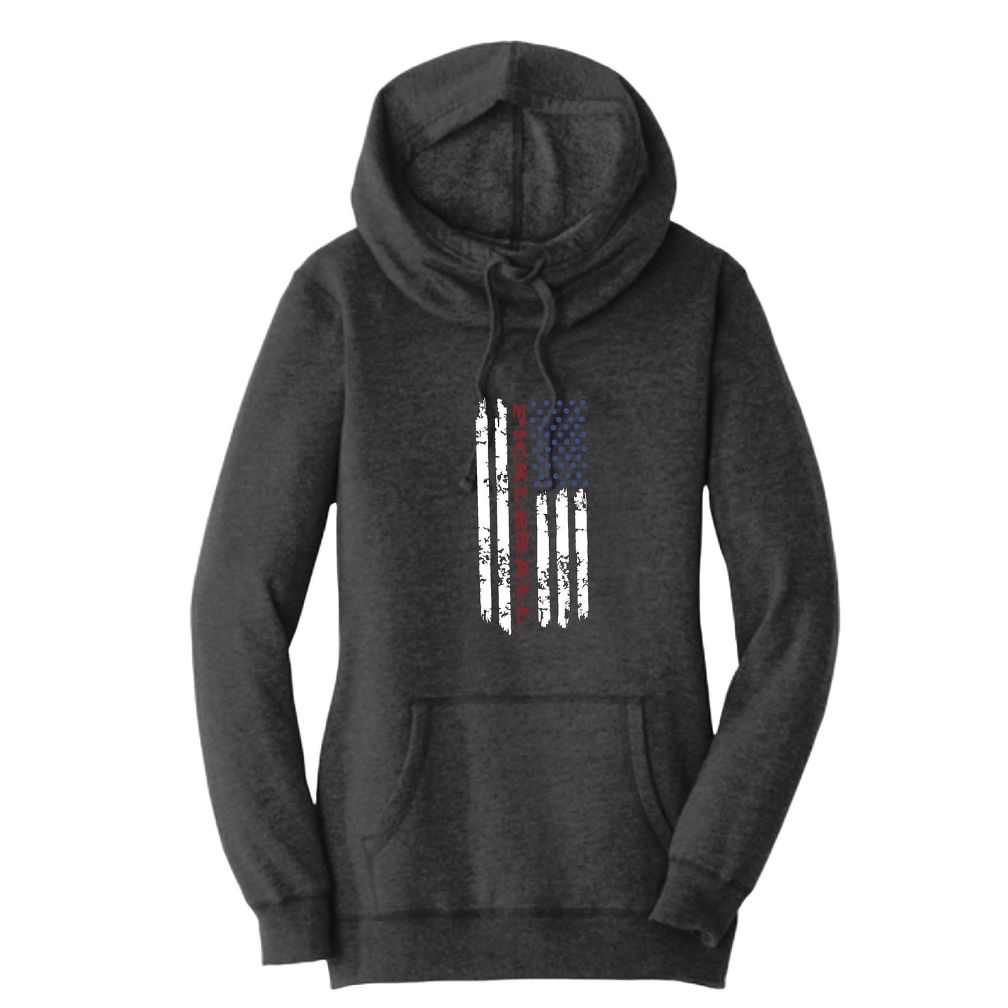 Pickleball Flag (Custom) | Women’s Cowl-Neck Hoodie Pickleball Sweatshirt | 55% Cotton 45% Poly Fleece