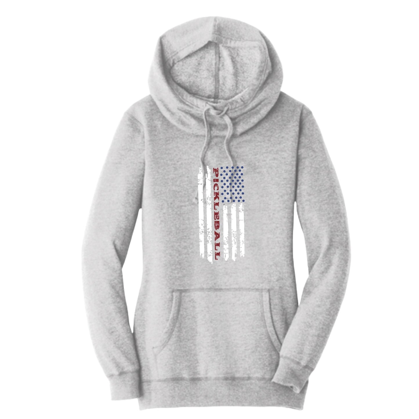 Pickleball Flag (Custom) | Women’s Cowl-Neck Hoodie Pickleball Sweatshirt | 55% Cotton 45% Poly Fleece