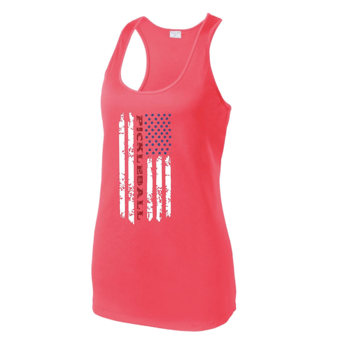 Pickleball Flag (Custom) | Women's Racerback Pickleball Performance Tank | 100% Polyester