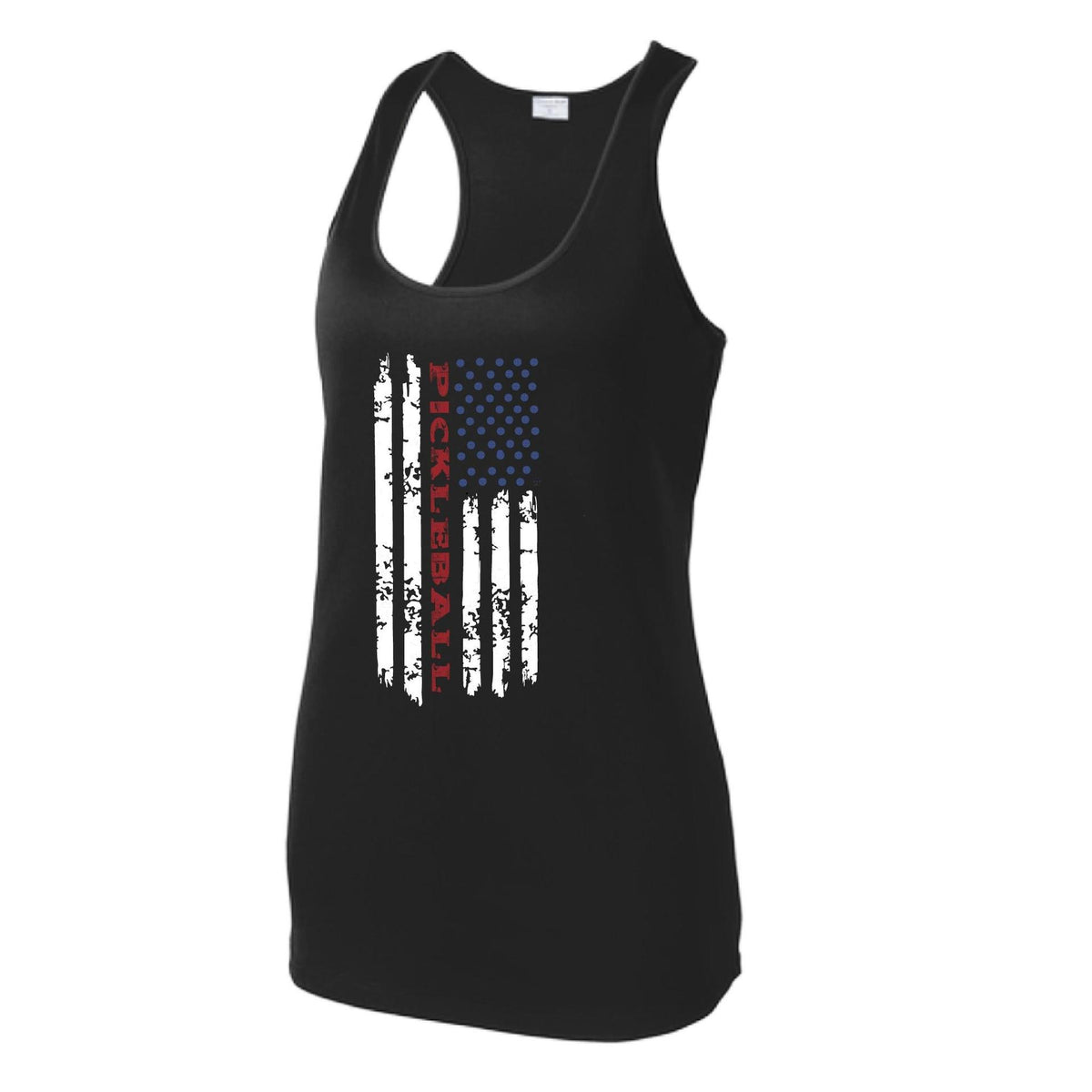 Pickleball Flag (Custom) | Women's Racerback Pickleball Performance Tank | 100% Polyester