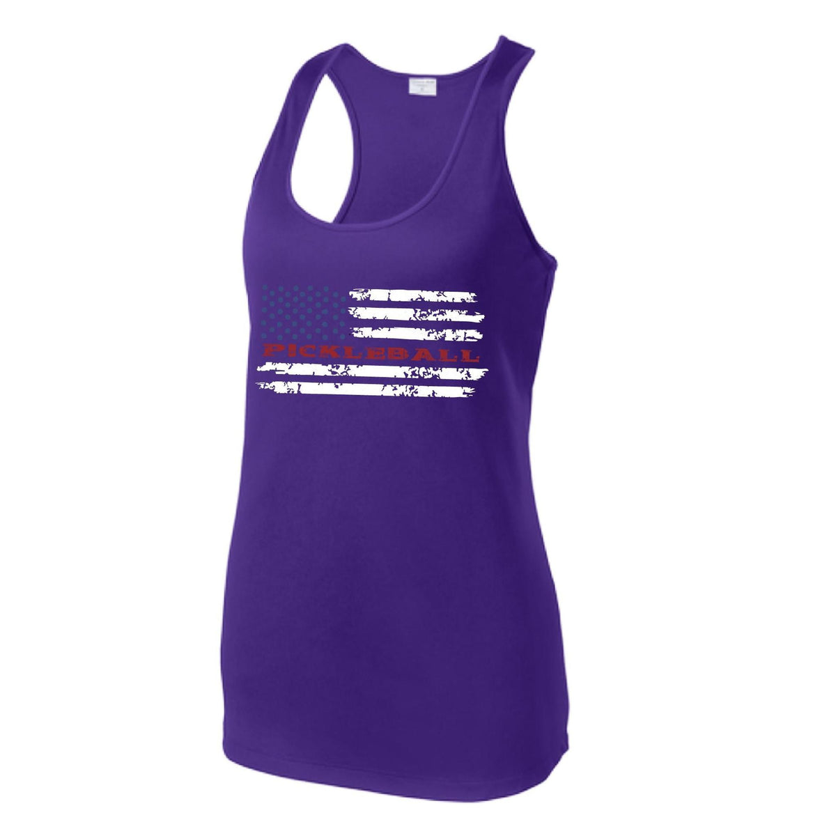 Pickleball Flag (Custom) | Women's Racerback Pickleball Performance Tank | 100% Polyester
