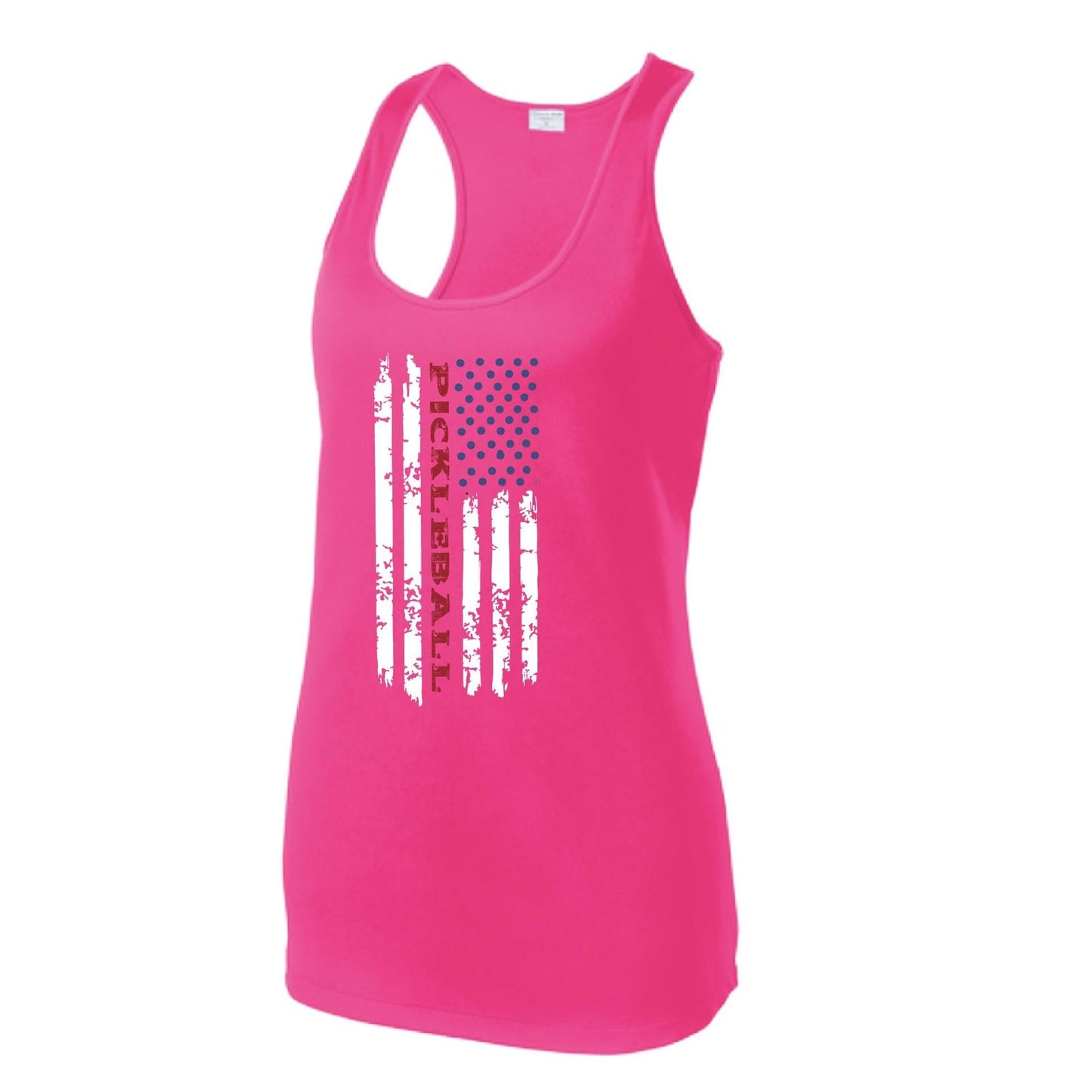 Pickleball Flag (Custom) | Women's Racerback Pickleball Performance Tank | 100% Polyester