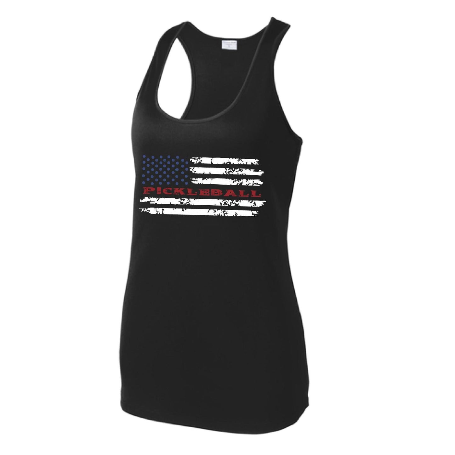 Pickleball Flag (Custom) | Women's Racerback Pickleball Performance Tank | 100% Polyester