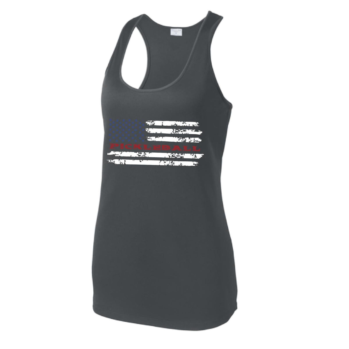 Pickleball Flag (Custom) | Women's Racerback Pickleball Performance Tank | 100% Polyester