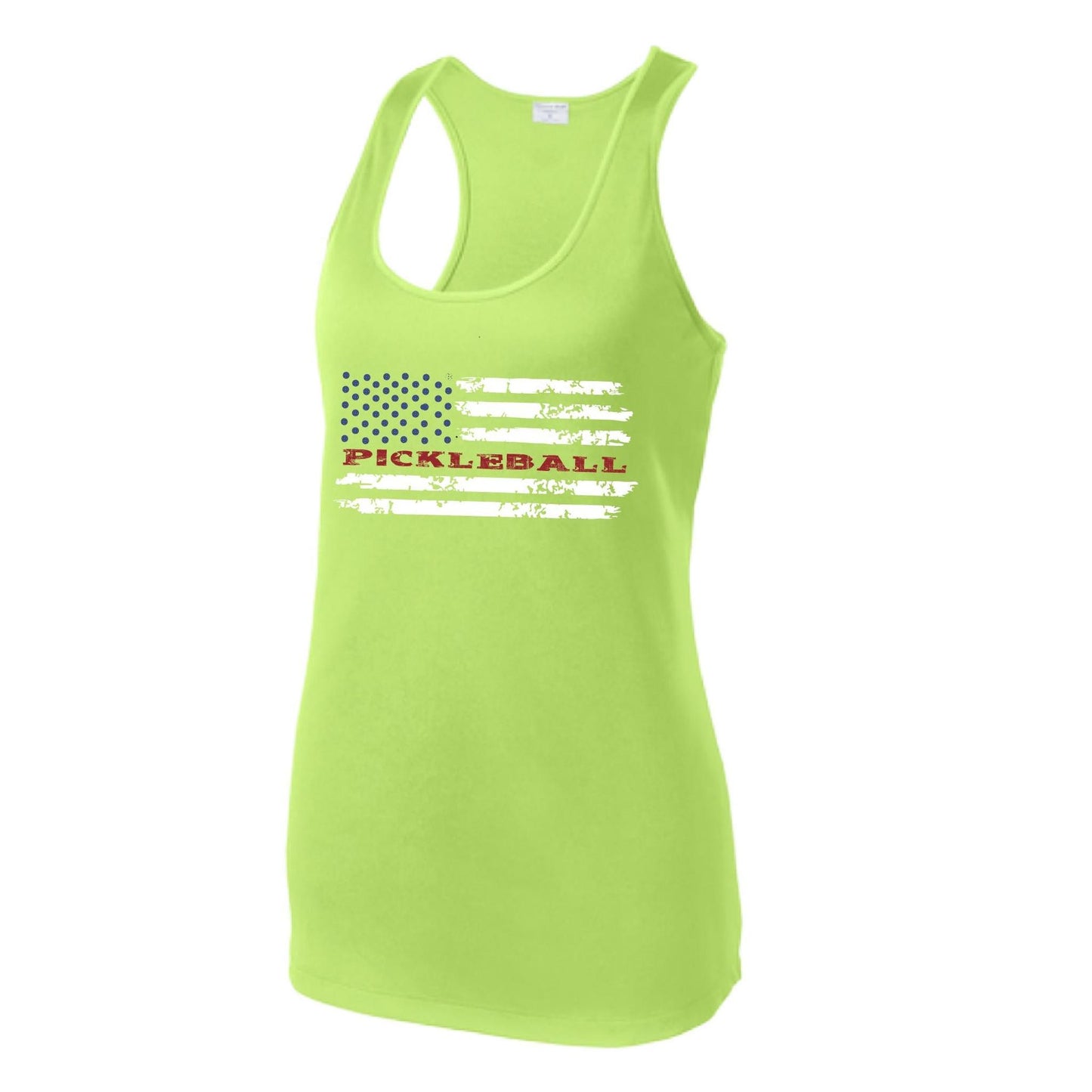 Pickleball Flag (Custom) | Women's Racerback Pickleball Performance Tank | 100% Polyester