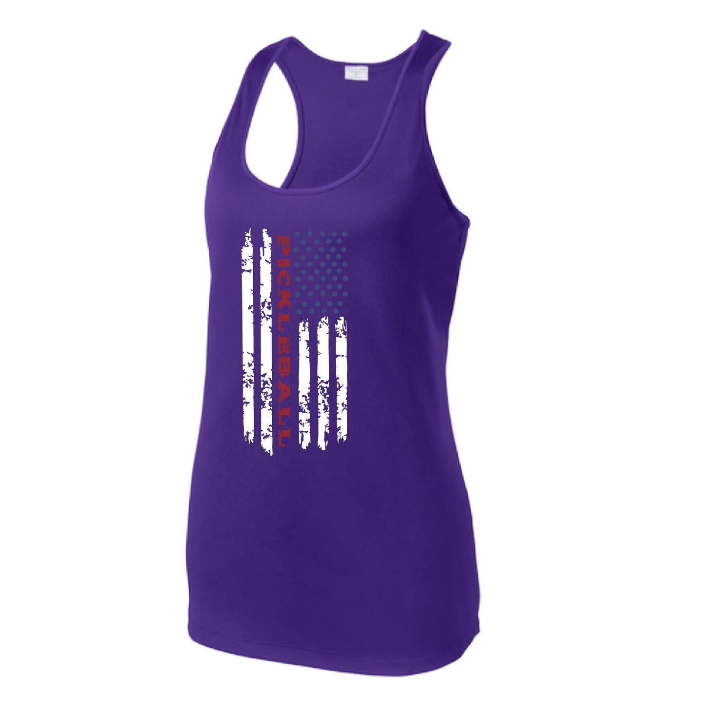Pickleball Flag (Custom) | Women's Racerback Pickleball Performance Tank | 100% Polyester