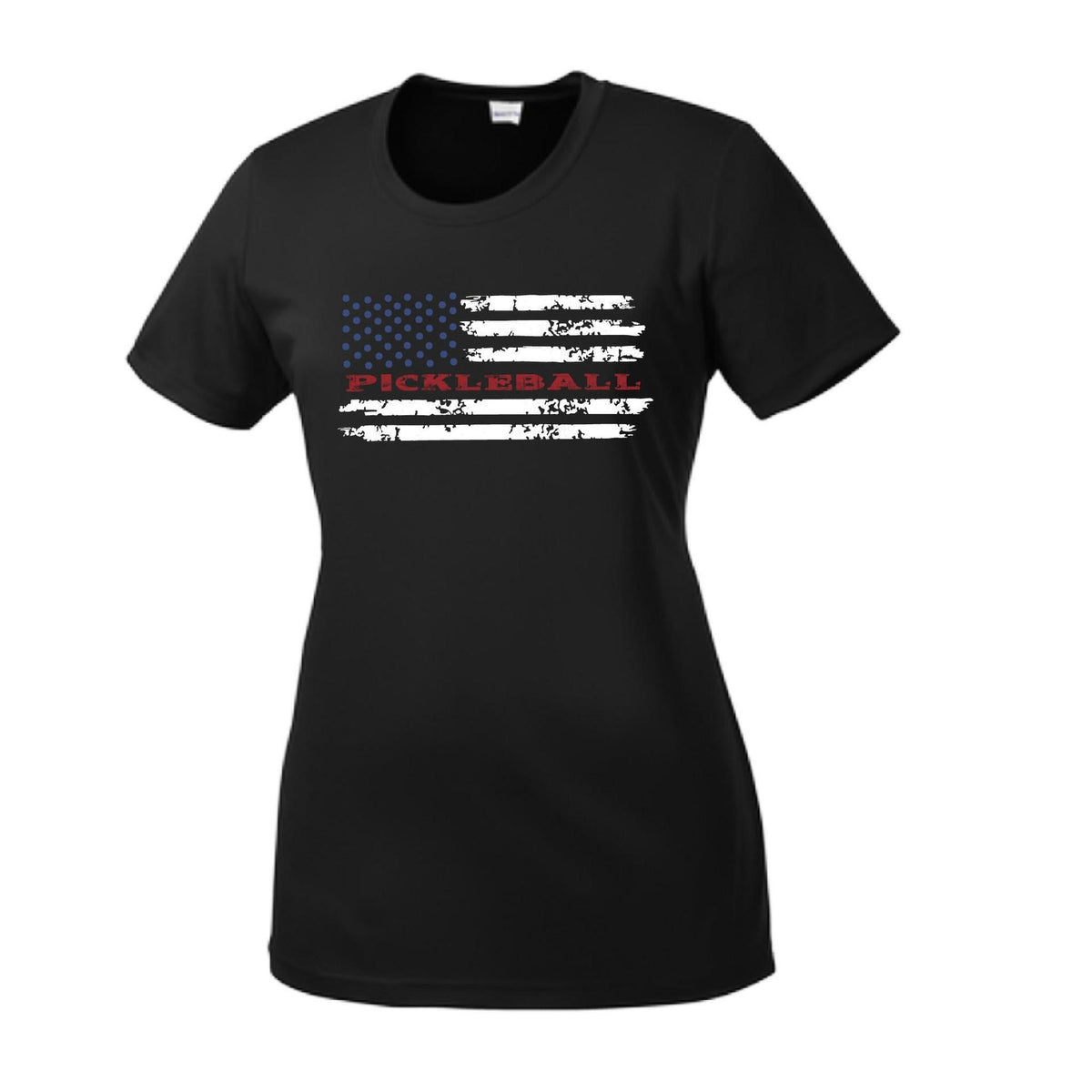 Pickleball Flag (Custom) | Women’s Short Sleeve Crewneck Pickleball Performance T-Shirts | 100% Polyester