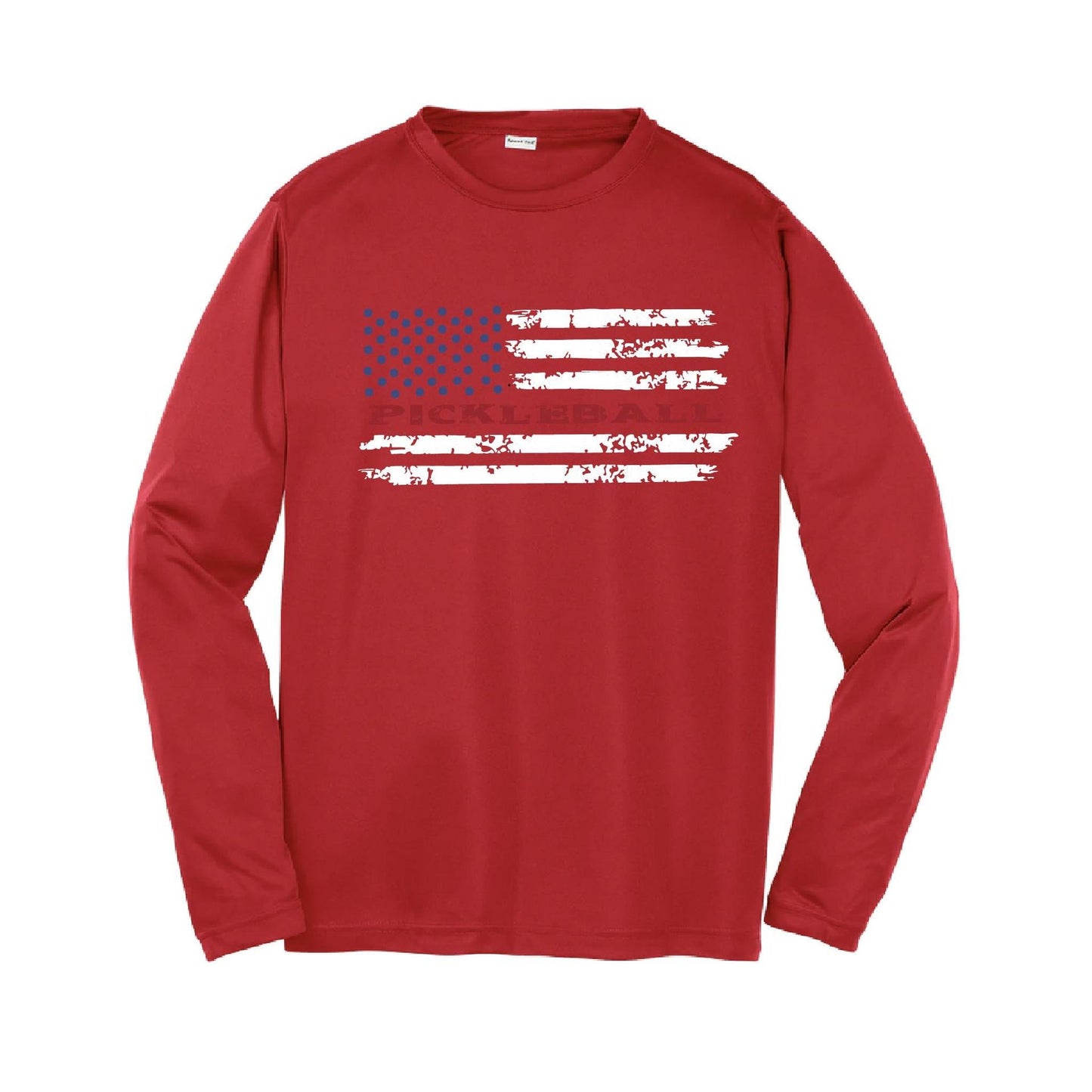 Pickleball Flag (Custom) | Youth Long Sleeve Pickleball Performance T-Shirts | 100% Polyester