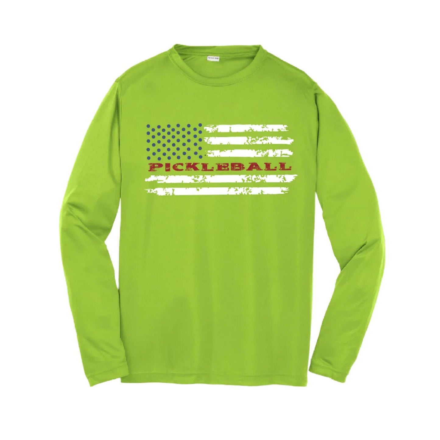 Pickleball Flag (Custom) | Youth Long Sleeve Pickleball Performance T-Shirts | 100% Polyester