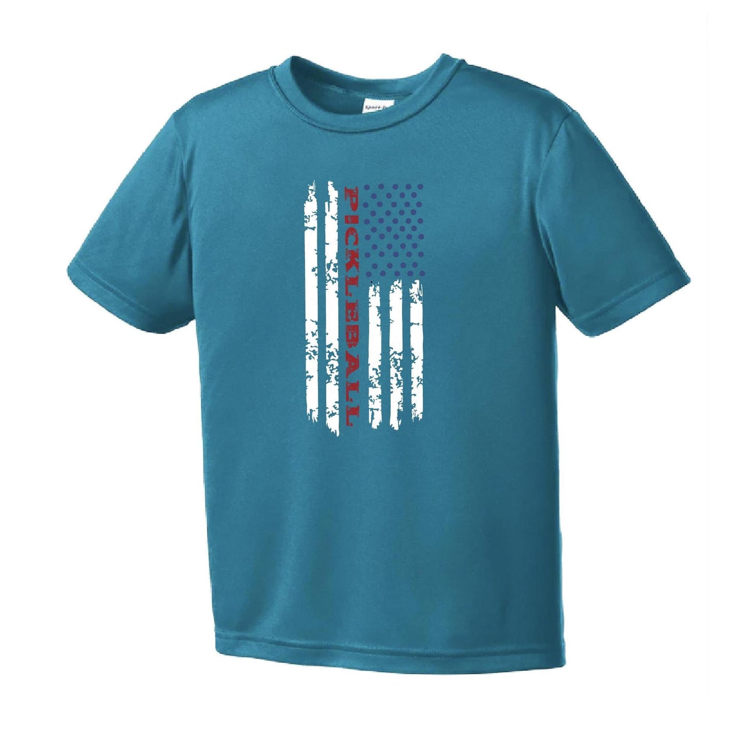 Pickleball Flag (Custom) | Youth Short Sleeve Pickleball Performance T-Shirts | 100% Polyester