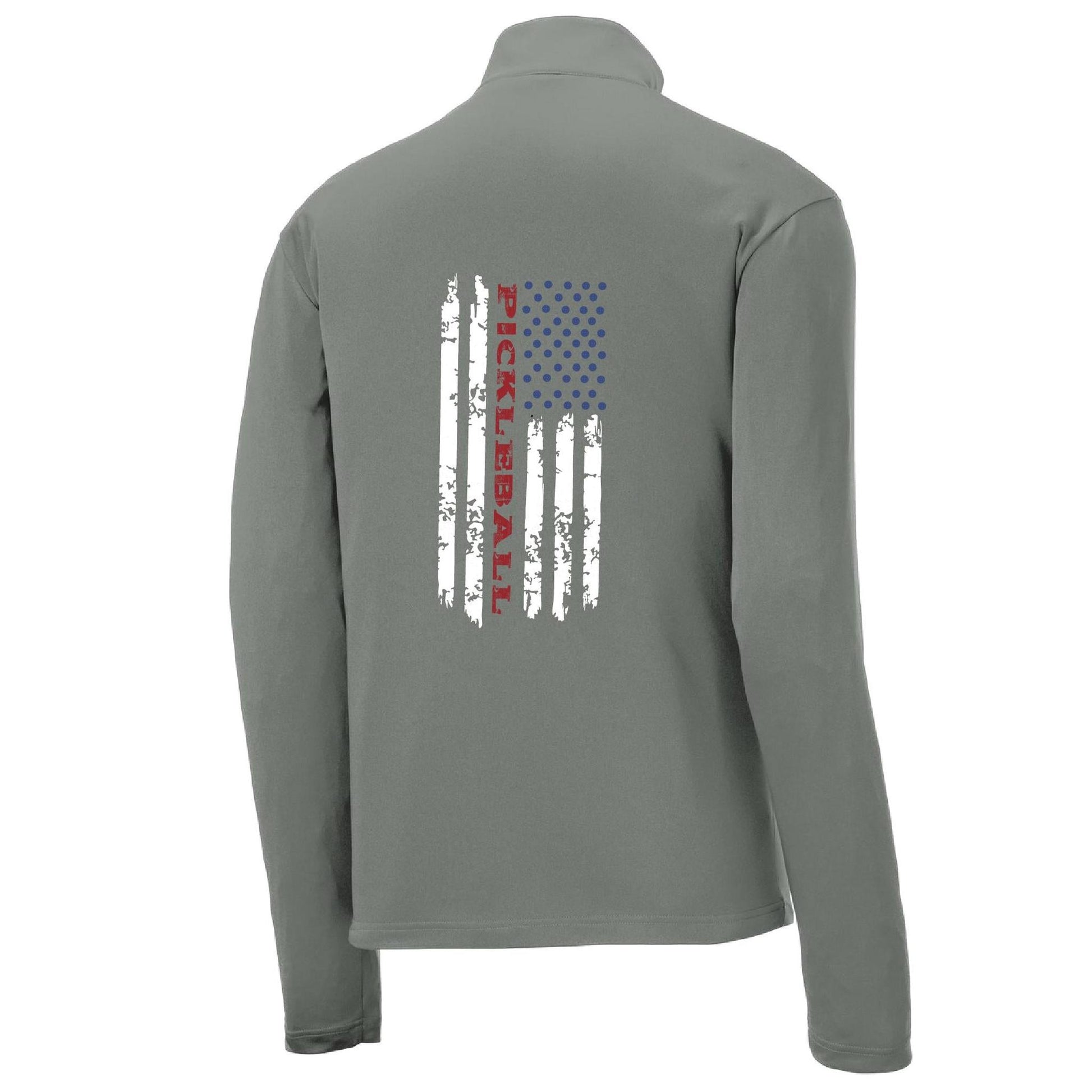 Pickleball Flag (Customizable) | Men's 1/4 Zip Long Sleeve Pullover Athletic Performance Shirt | 100% Polyester
