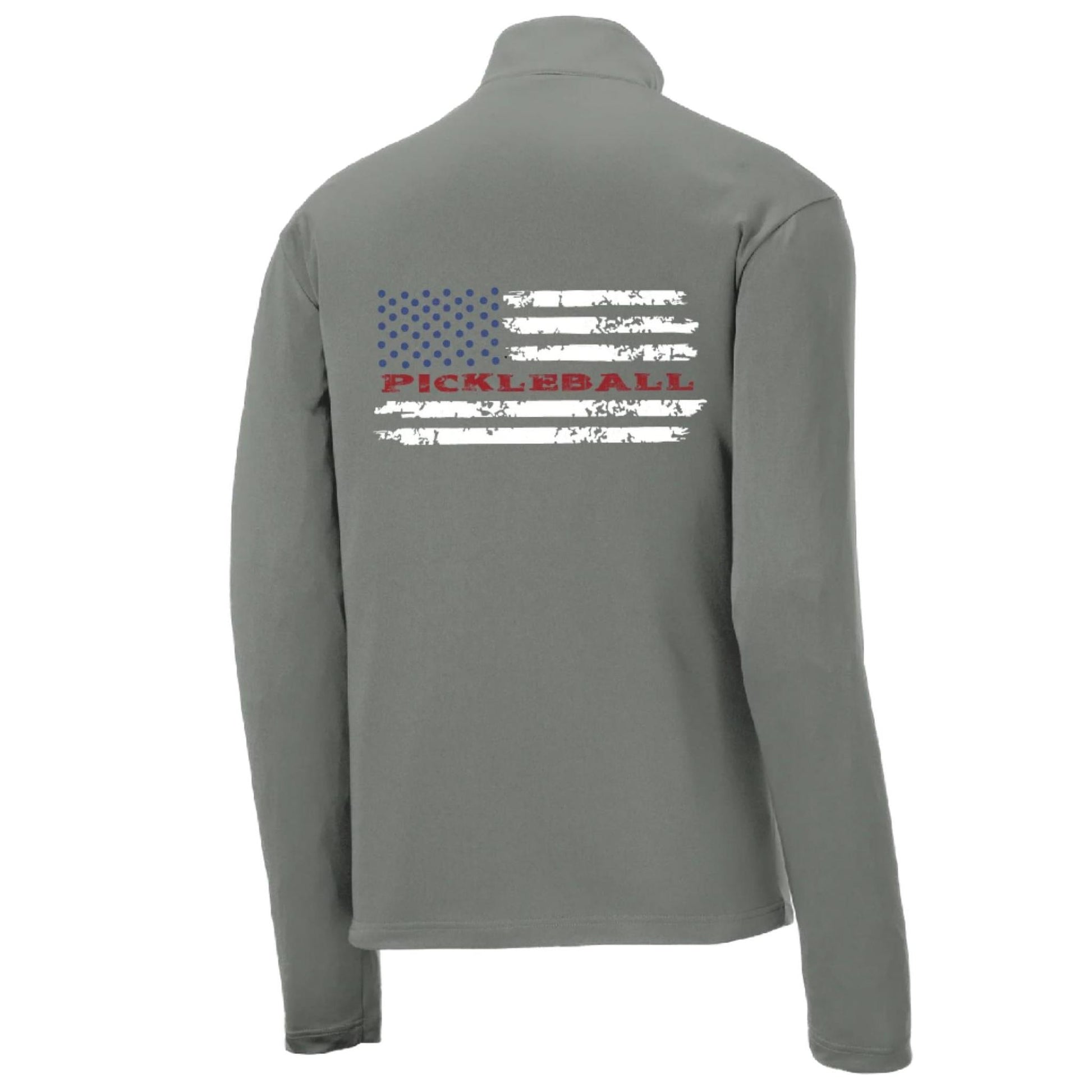 Pickleball Flag (Customizable) | Men's 1/4 Zip Long Sleeve Pullover Athletic Performance Shirt | 100% Polyester