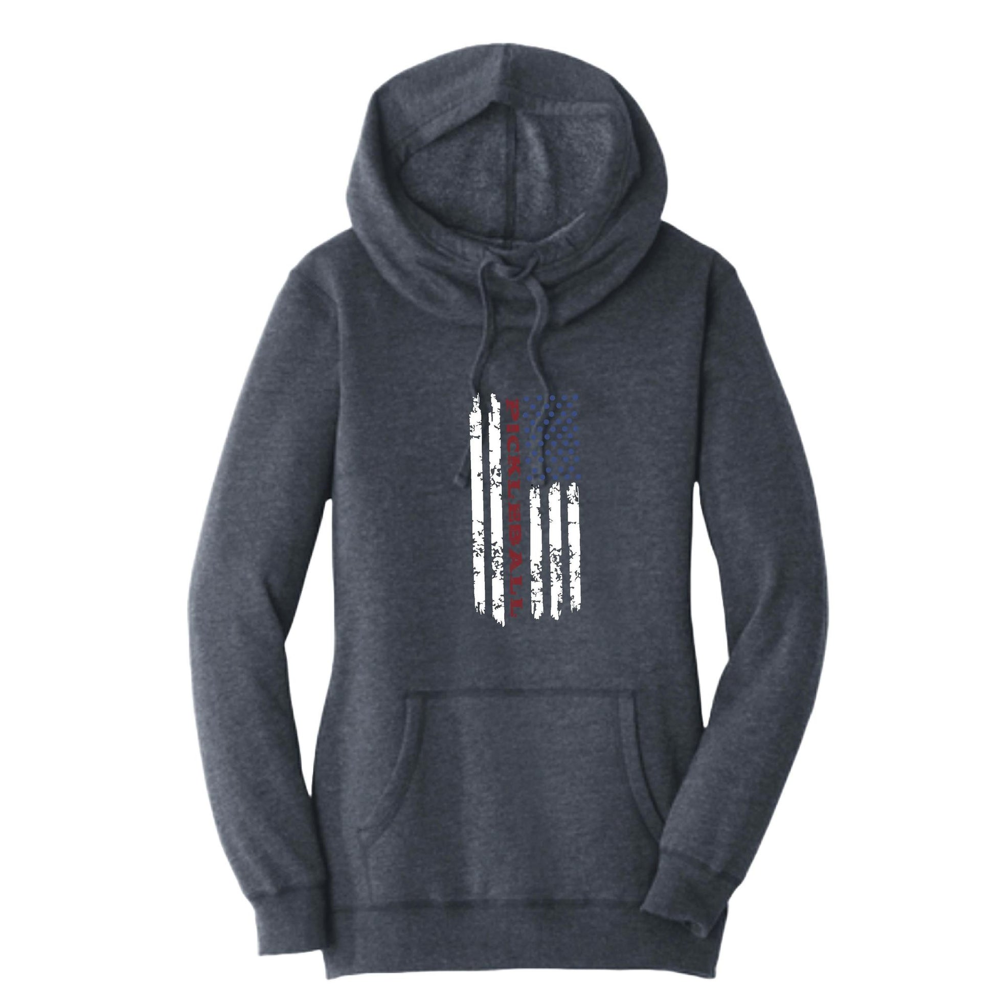 Pickleball Flag (Customizable) | Women’s Cowl-Neck Hoodie Pickleball Sweatshirt | 55% Cotton 45% Poly Fleece