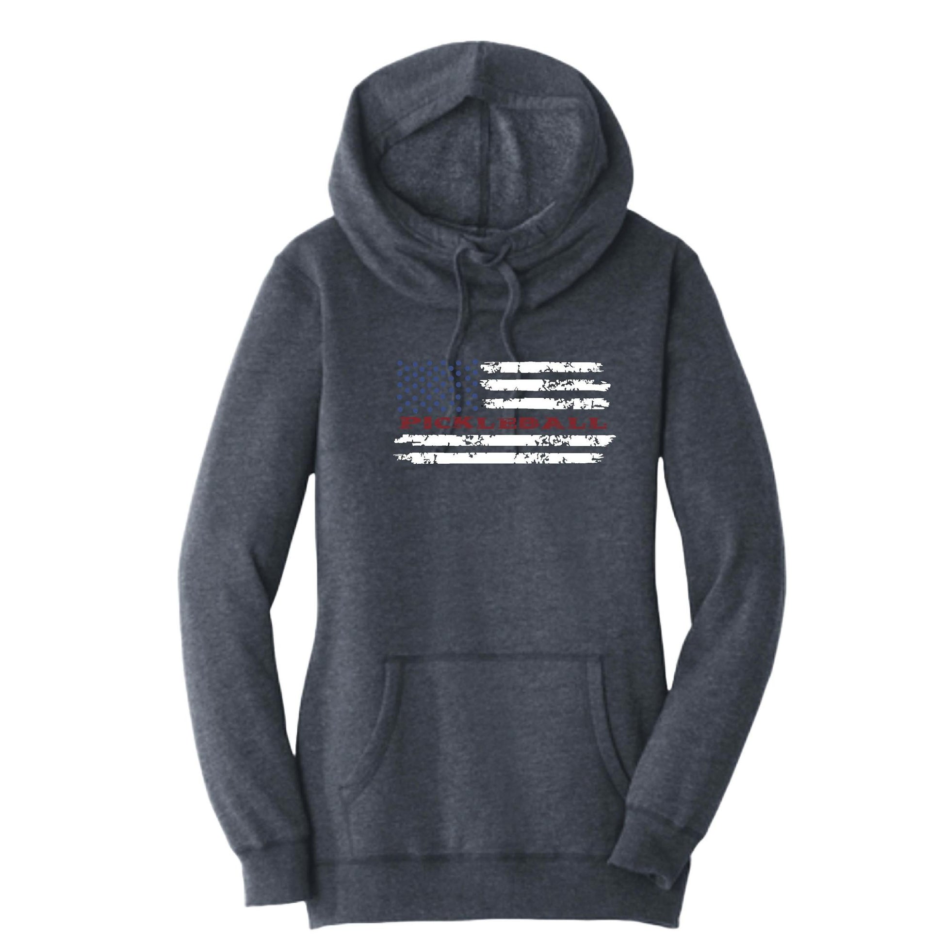 Pickleball Flag (Customizable) | Women’s Cowl-Neck Hoodie Pickleball Sweatshirt | 55% Cotton 45% Poly Fleece