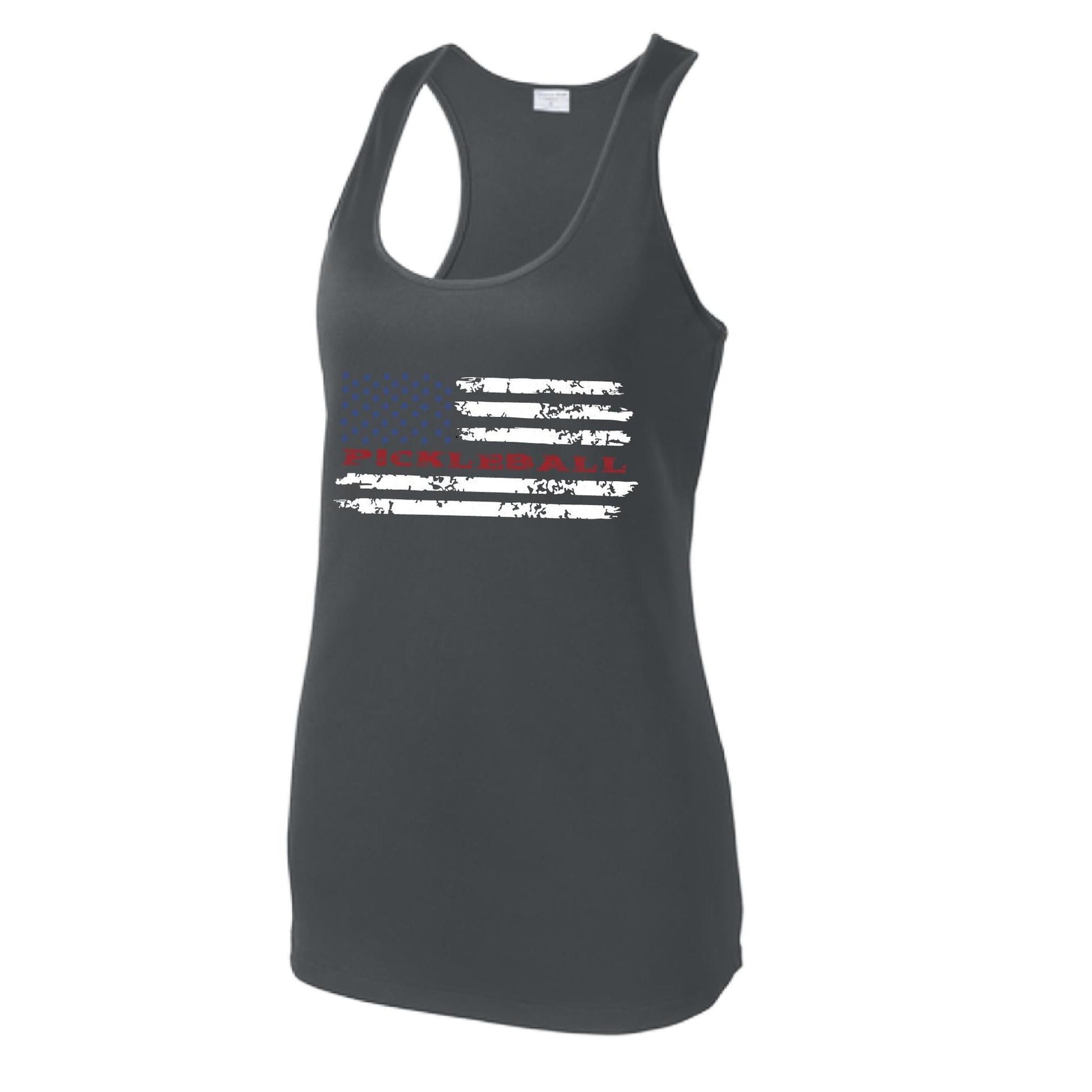 Pickleball Flag (Customizable) | Women's Racerback Pickleball Performance Tank | 100% Polyester