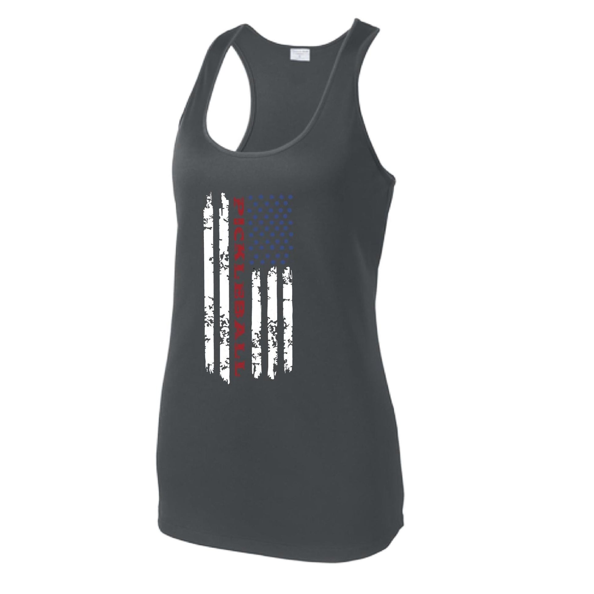 Pickleball Flag (Customizable) | Women's Racerback Pickleball Performance Tank | 100% Polyester