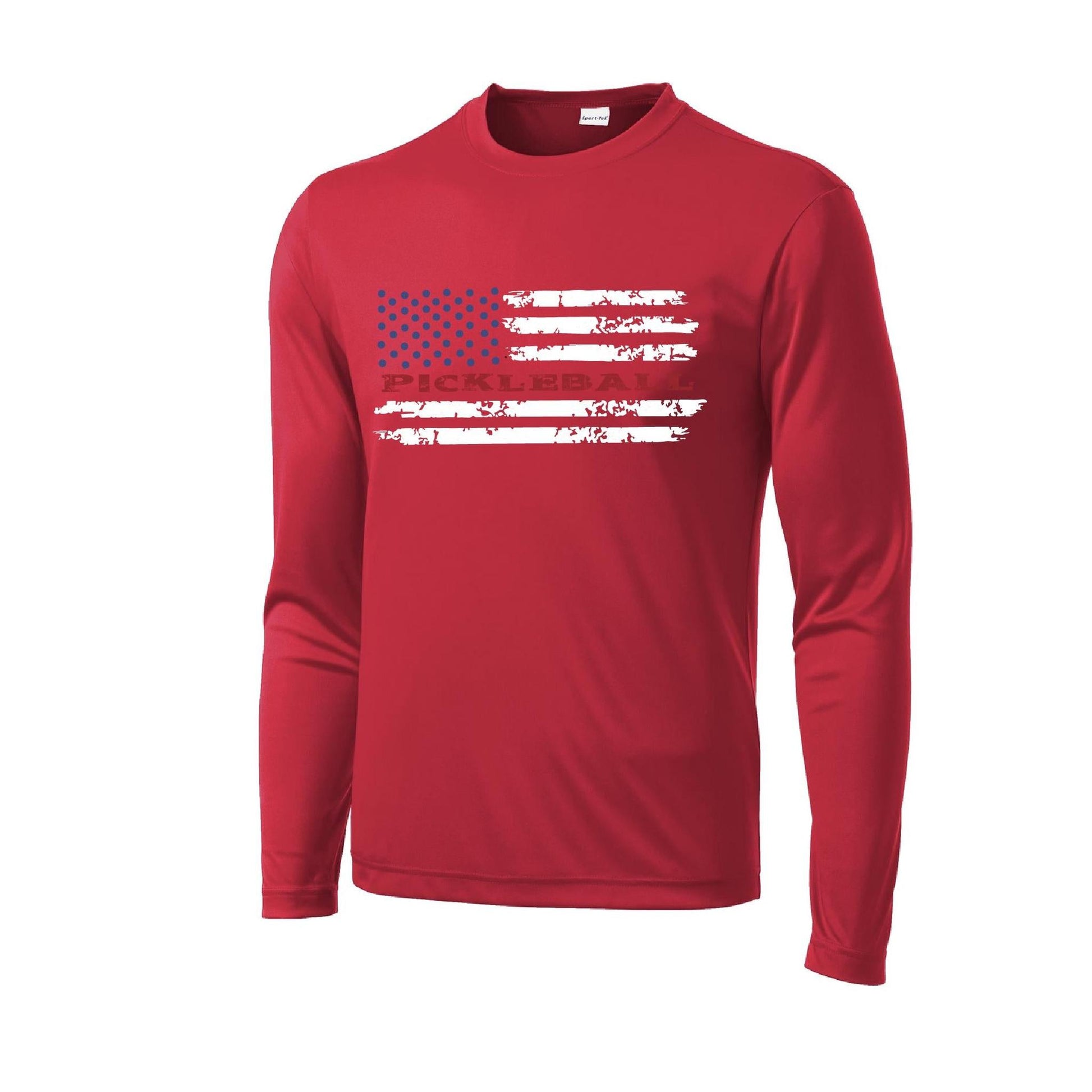 Pickleball Flag (Horizontal) | Clearance Men's Long Sleeve Athletic Performance T-Shirt | 100% Polyester