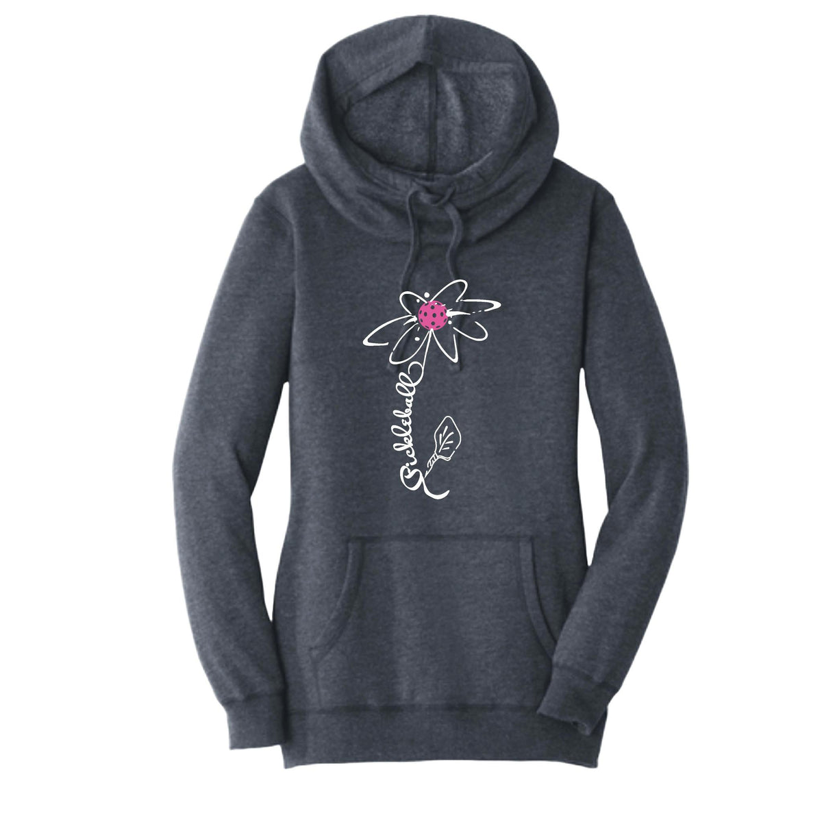 Pickleball Flower (10 Custom Pickleball Colors) | Women’s Cowl-Neck Hoodie Pickleball Sweatshirt | 55% Cotton 45% Poly Fleece