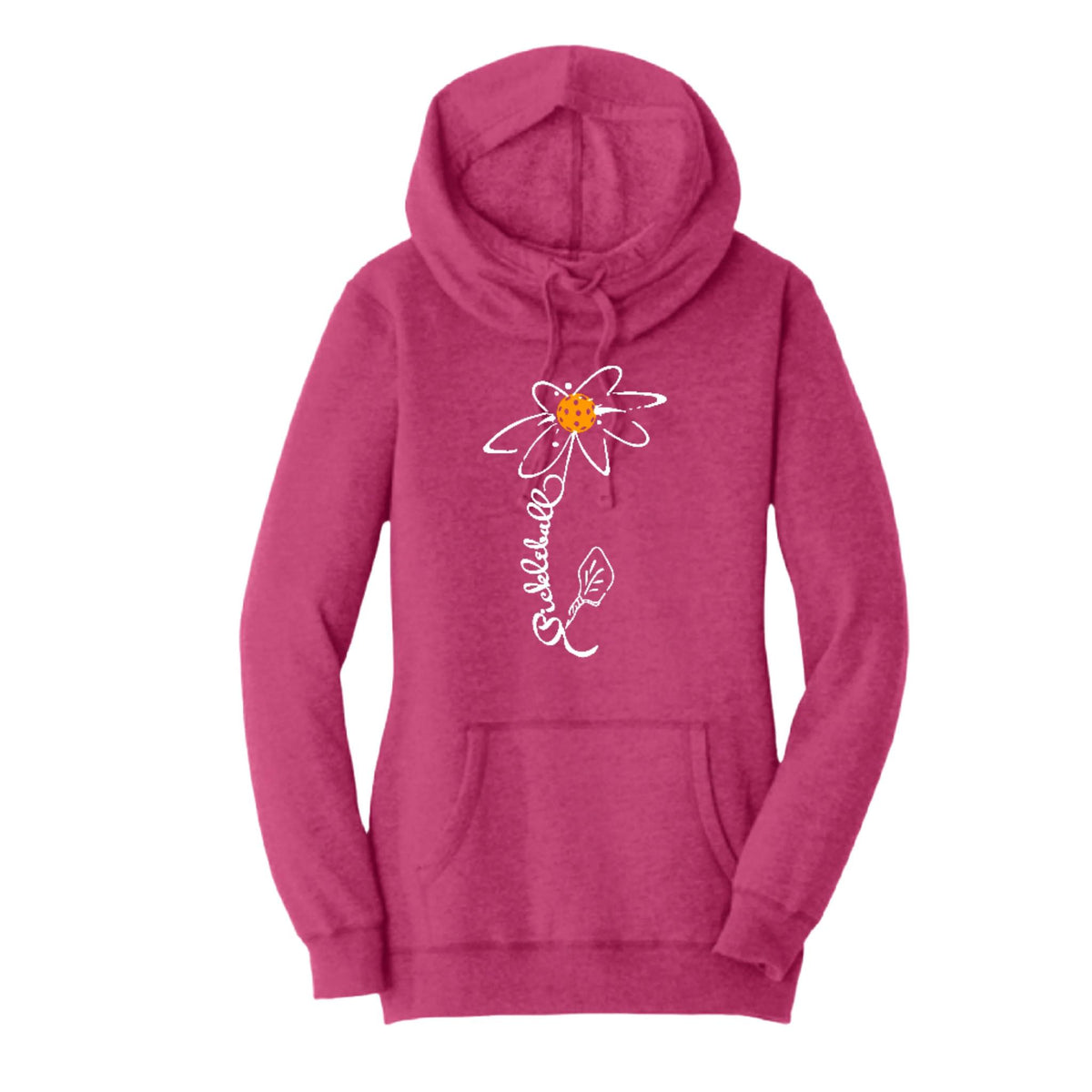 Pickleball Flower (10 Custom Pickleball Colors) | Women’s Cowl-Neck Hoodie Pickleball Sweatshirt | 55% Cotton 45% Poly Fleece