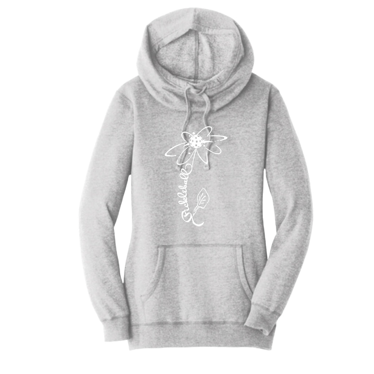 Pickleball Flower (10 Custom Pickleball Colors) | Women’s Cowl-Neck Hoodie Pickleball Sweatshirt | 55% Cotton 45% Poly Fleece