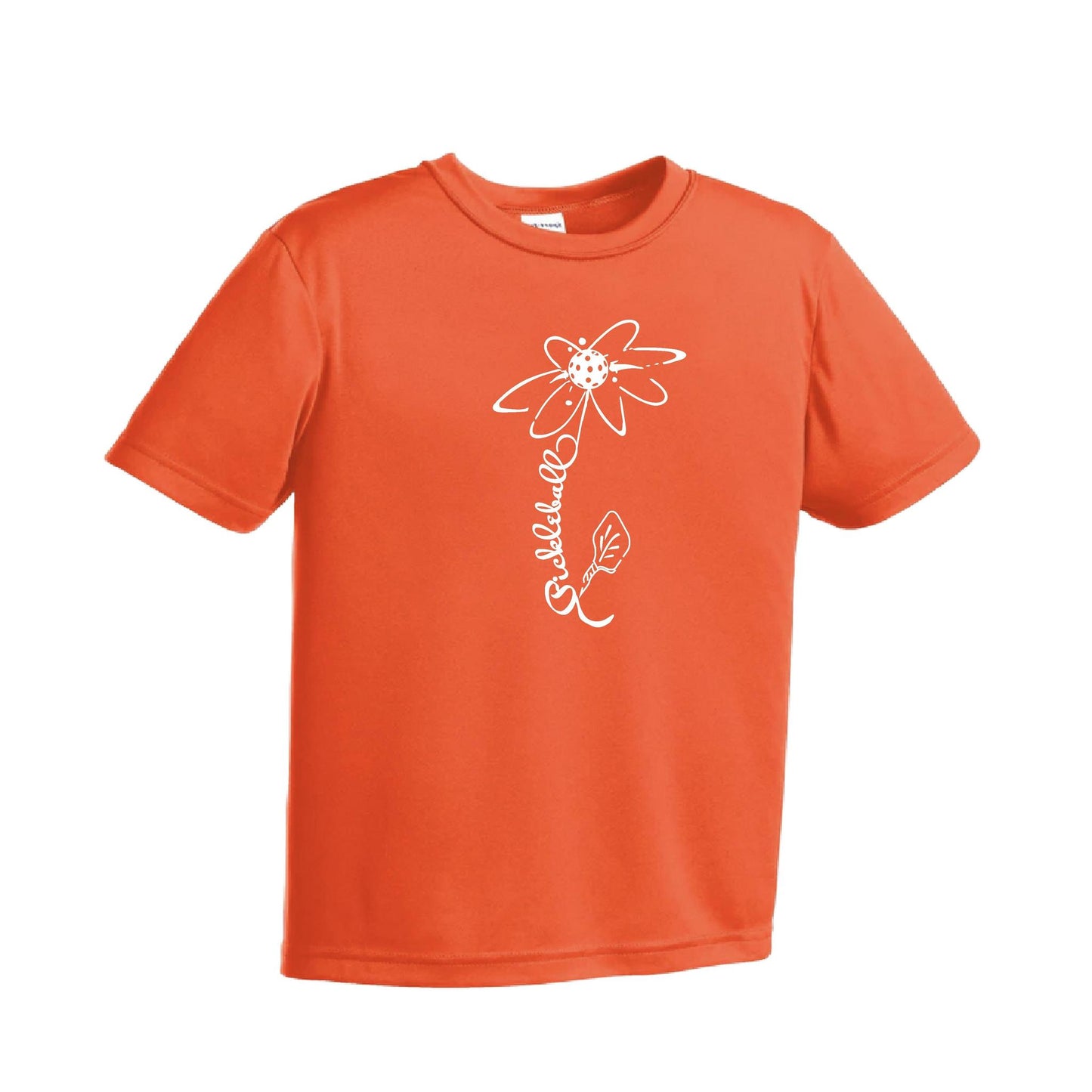 Pickleball Flower (8 Custom Pickleball Colors) | Youth Short Sleeve Pickleball Performance T-Shirts | 100% Polyester