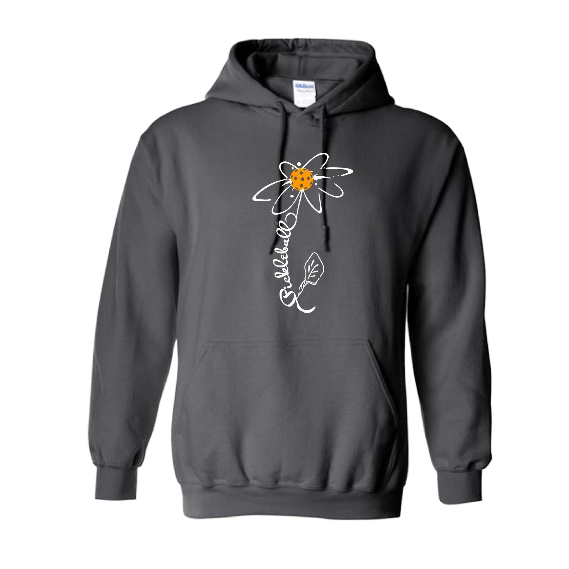 Pickleball Flower (Cyan Green Orange) | Unisex Hoodie Athletic Sweatshirt | 50% Cotton/50% Polyester