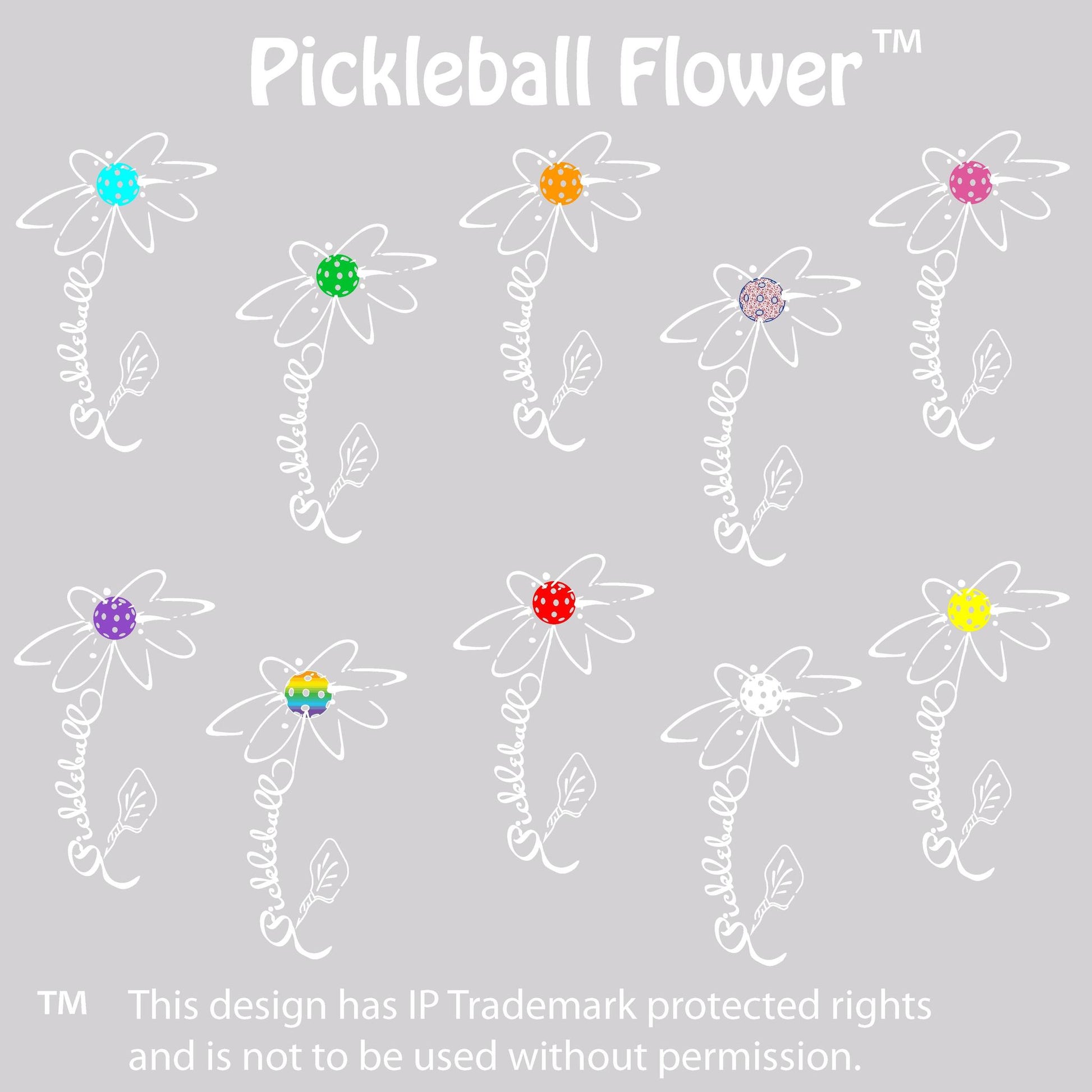 Pickleball Flower (Cyan Green Orange) | Women's 1/4 Zip Pickleball Performance Pullover Shirt | 100% Polyester