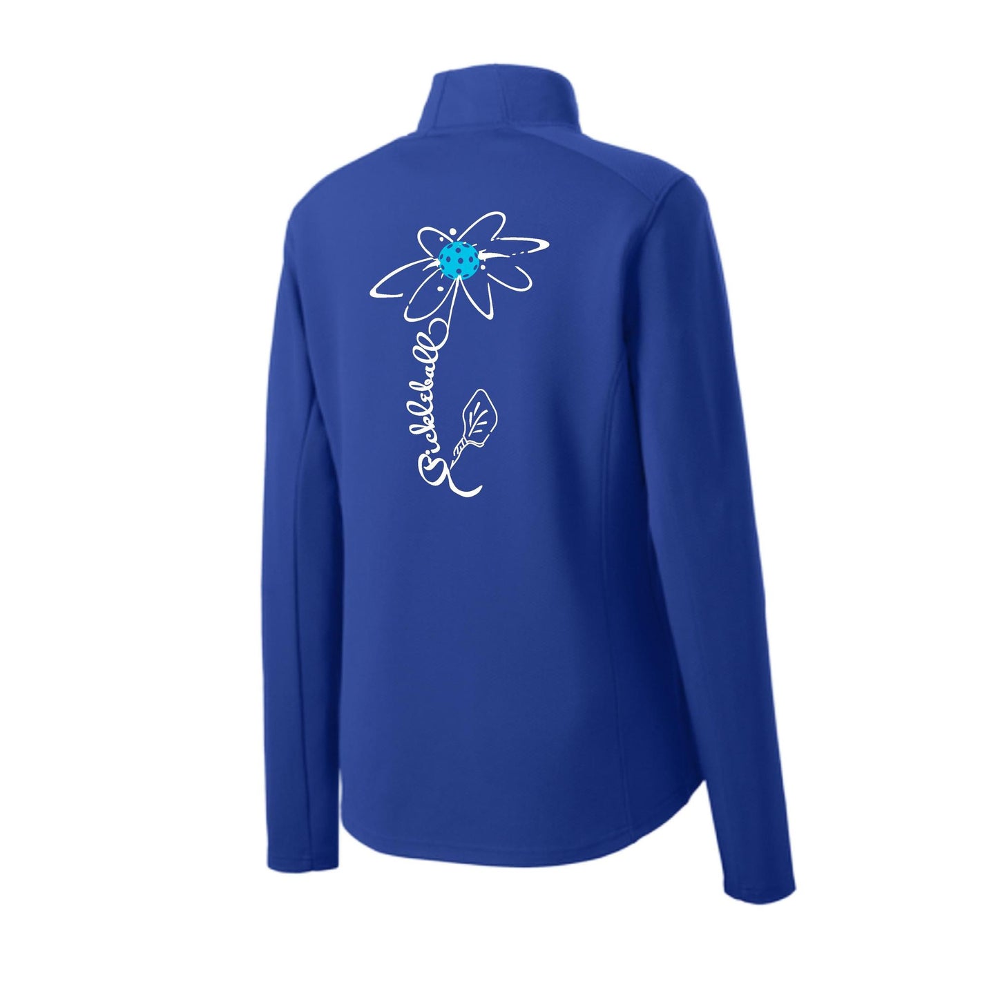 Pickleball Flower (8 Custom Pickleball Colors) | Women's 1/4 Zip Pickleball Performance Pullover Shirt | 100% Polyester