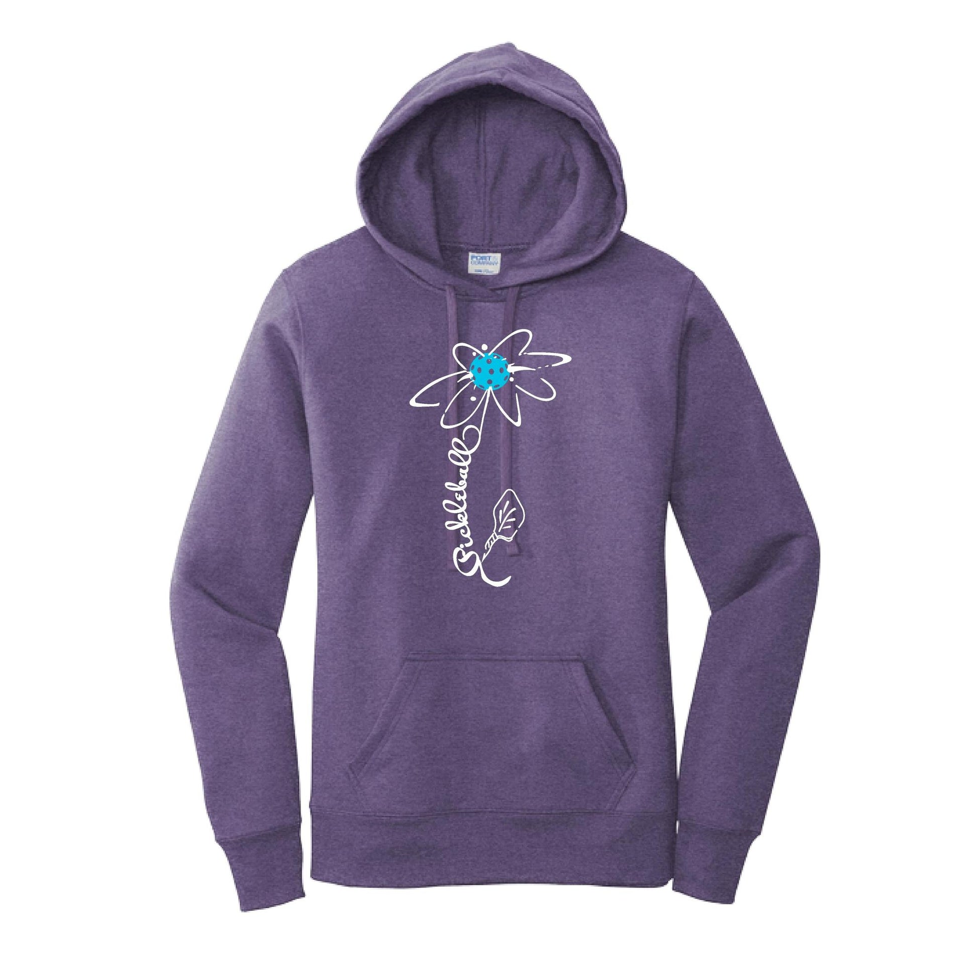 Pickleball Flower (Cyan Green Orange) | Women’s Fitted Hoodie Pickleball Sweatshirt | 50% Cotton 50% Poly Fleece