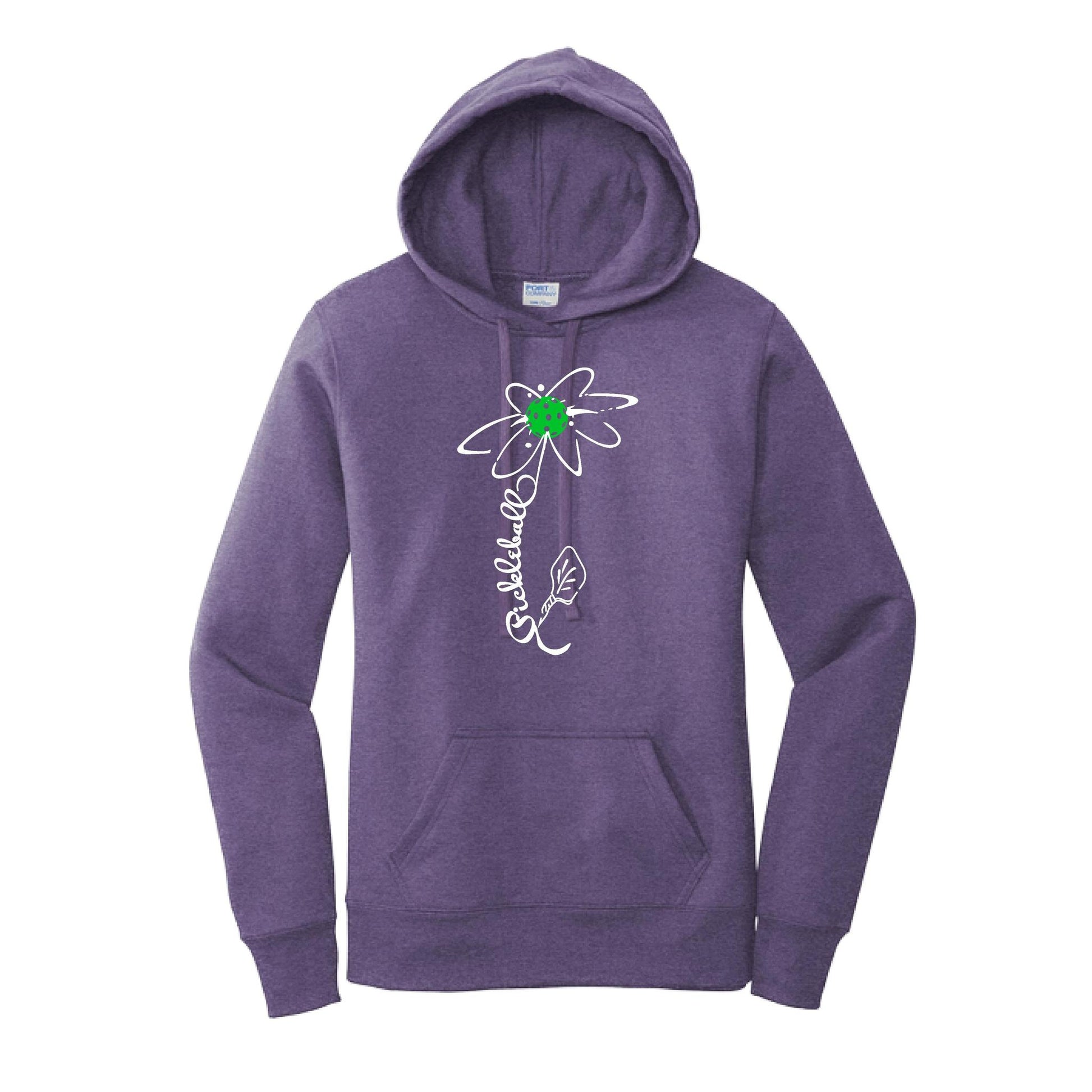 Pickleball Flower (Cyan Green Orange) | Women’s Fitted Hoodie Pickleball Sweatshirt | 50% Cotton 50% Poly Fleece