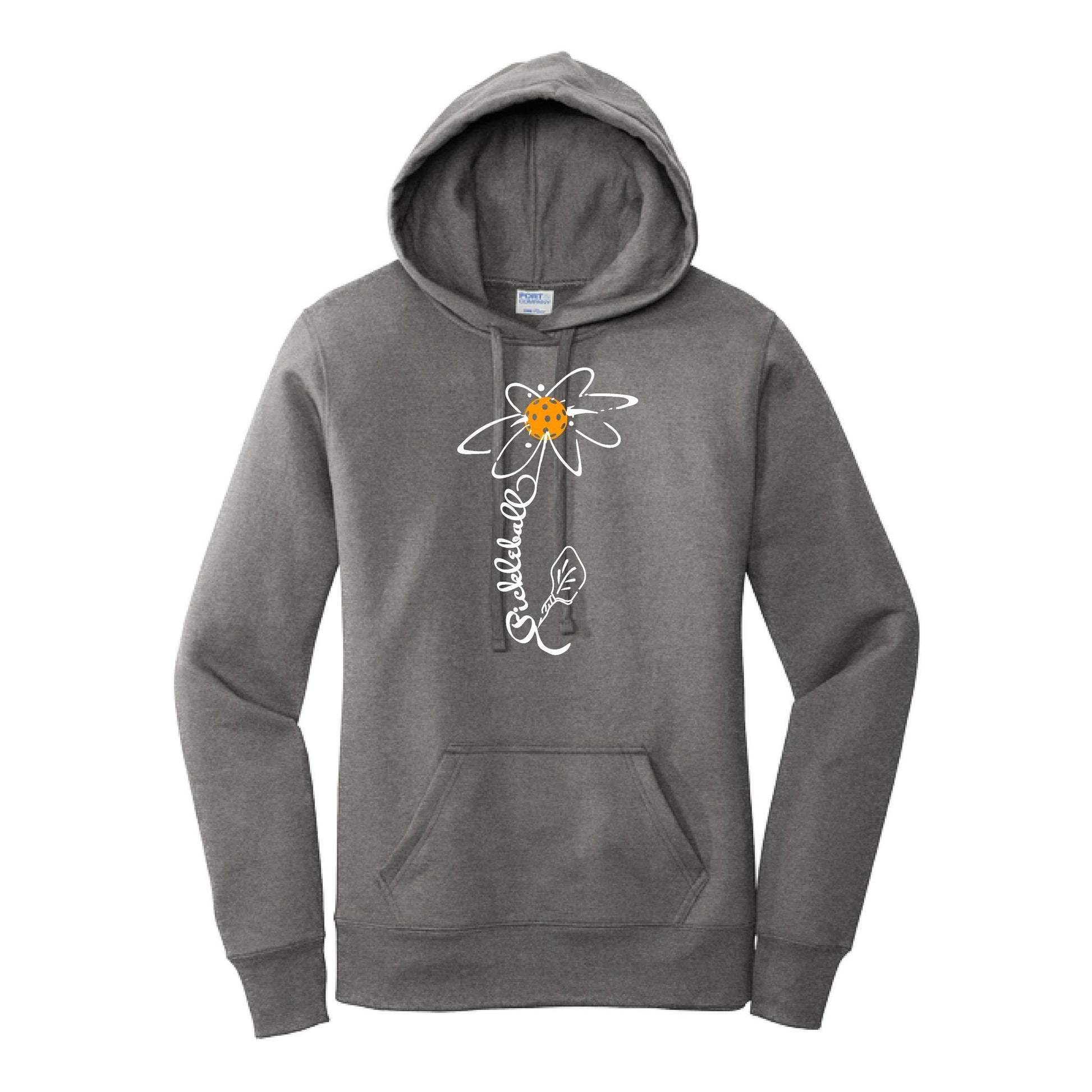 Pickleball Flower (Cyan Green Orange) | Women’s Fitted Hoodie Pickleball Sweatshirt | 50% Cotton 50% Poly Fleece