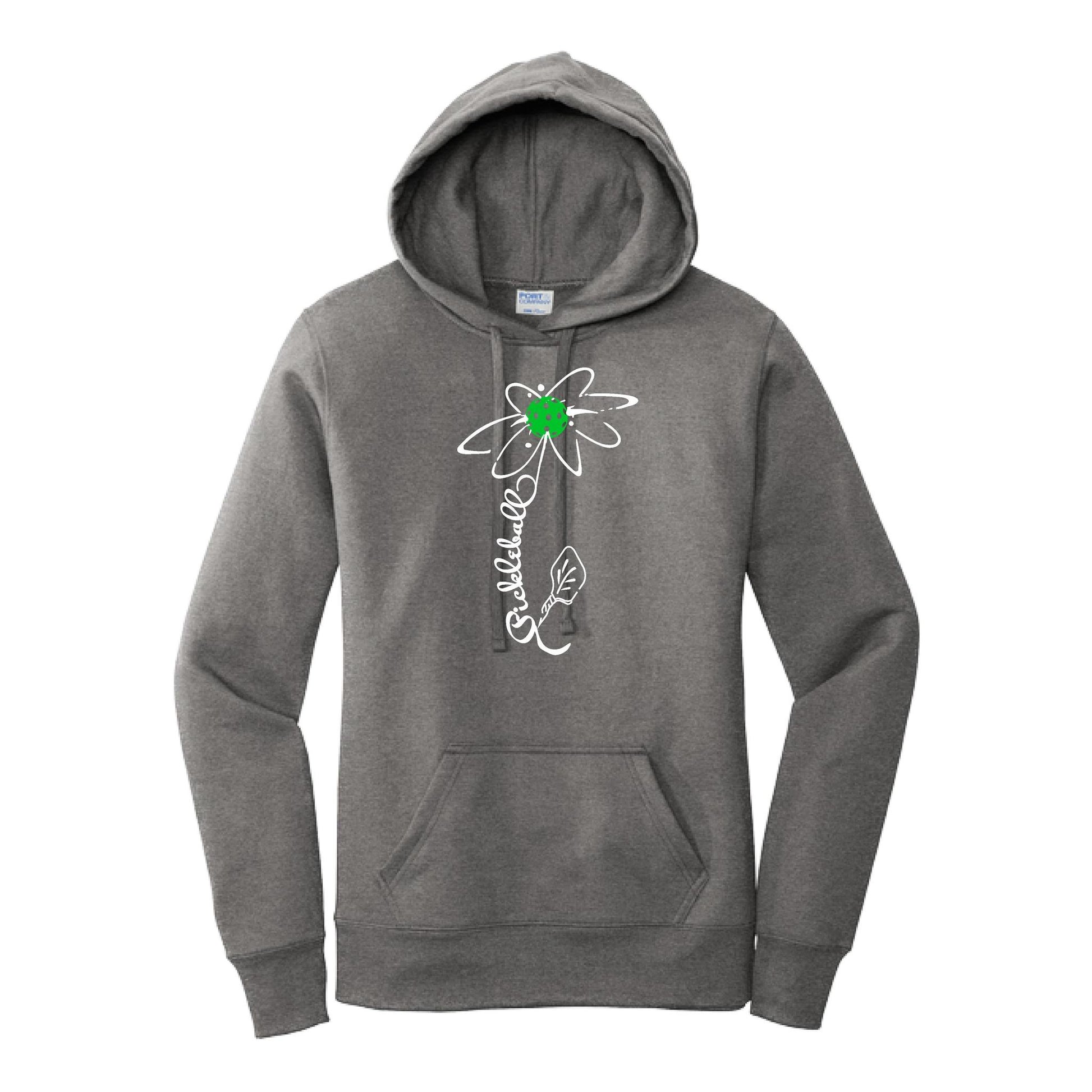 Pickleball Flower (Cyan Green Orange) | Women’s Fitted Hoodie Pickleball Sweatshirt | 50% Cotton 50% Poly Fleece