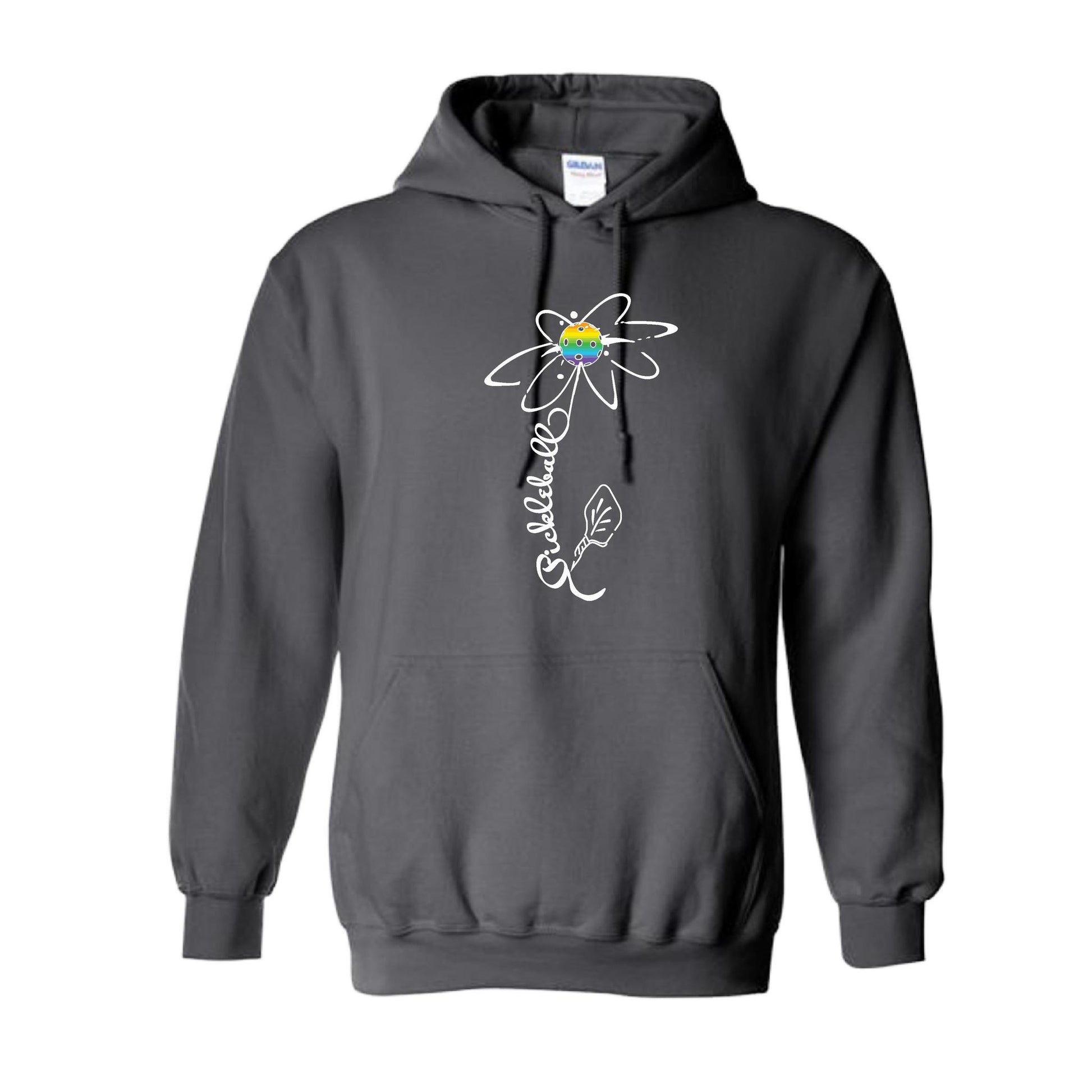 Pickleball Flower (Pink Purple Rainbow) | Unisex Hoodie Athletic Sweatshirt | 50% Cotton/50% Polyester