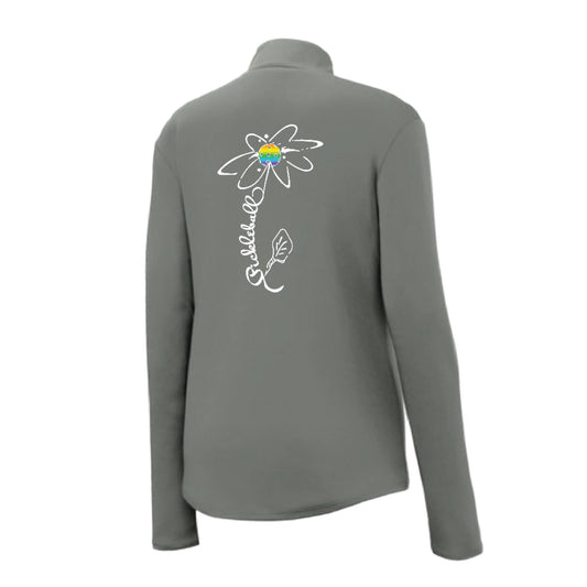 Pickleball Flower (Pink Purple Rainbow) | Women's 1/4 Zip Pickleball Performance Pullover Shirt | 100% Polyester