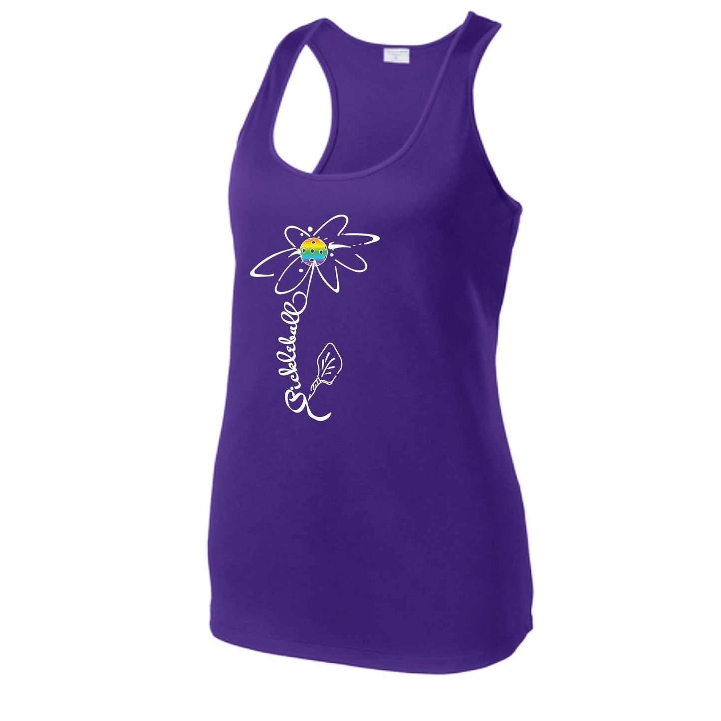 Pickleball Flower (8 Custom Pickleball Colors) | Women's Racerback Pickleball Tank | 100% Polyester